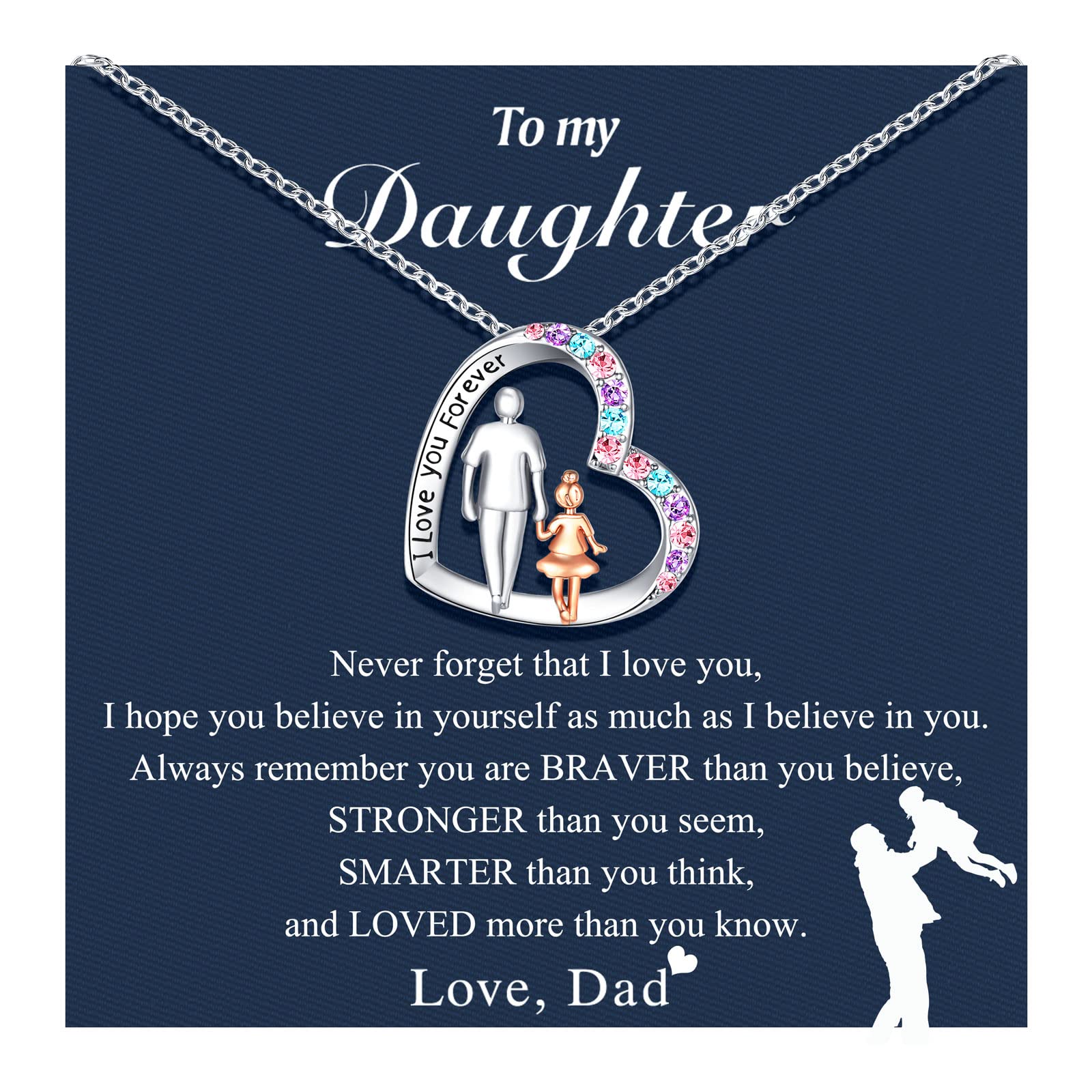 Forever Love Heart Pendant Necklace - Meaningful Gift from Dad to Daughter for Christmas, Valentine's Day & Birthday | Perfect Jewelry Present for Teen Girls & Women | Ideal for Special Occasions, Everyday Wear & Heartfelt Moments
