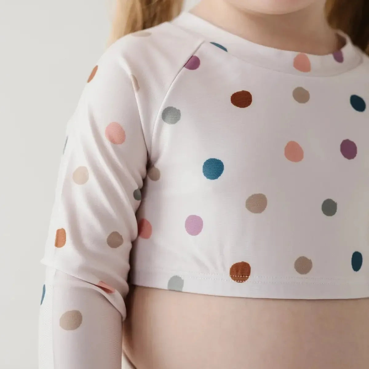 Babysprouts Baby Girl Cropped Rashguard & Swim Bottom Set - Polka Dot Print UV Protection Swimwear for Toddlers, Beach & Pool Playtime