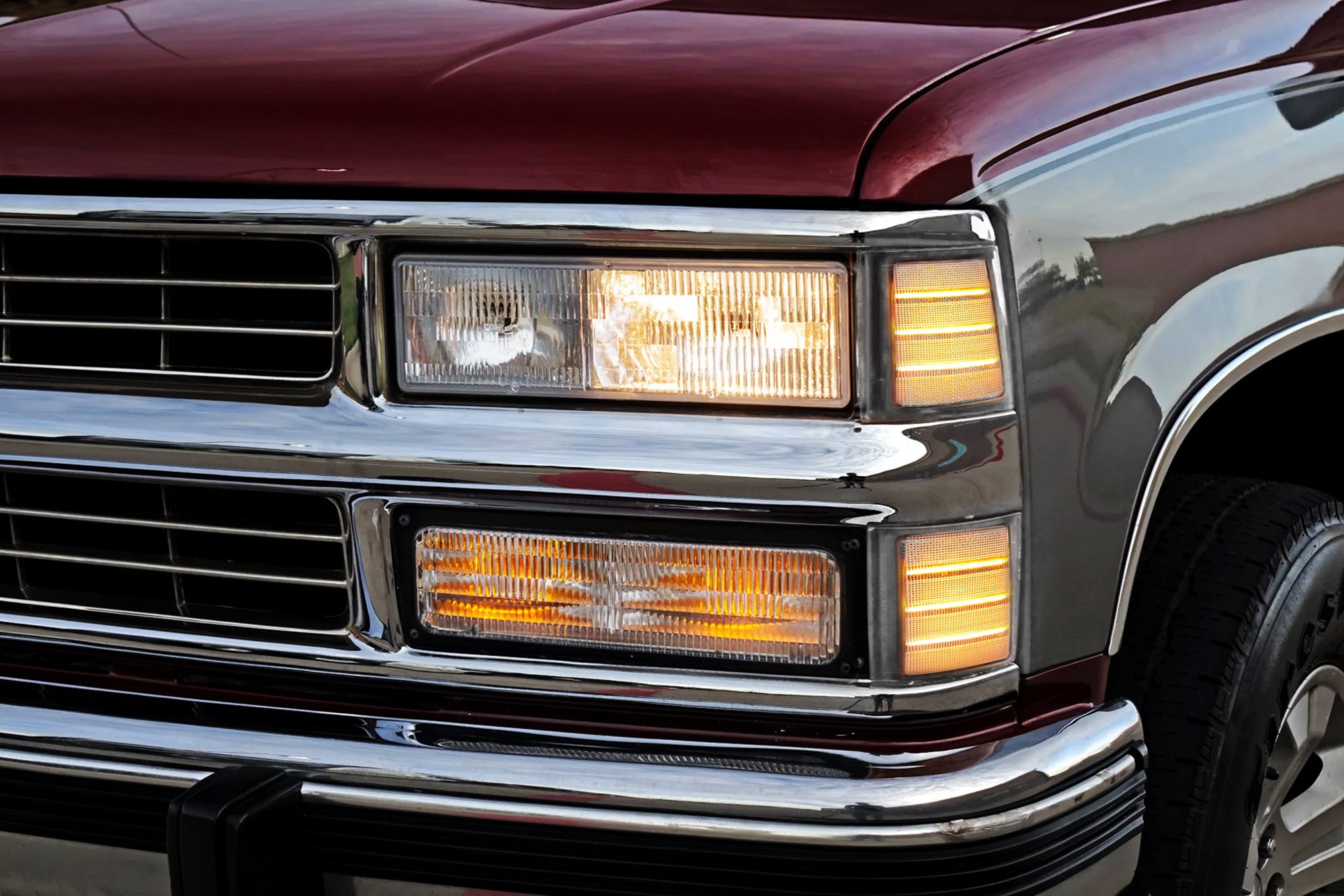 4x Clear Lens Amber LED Strip Front Side Markers for Chevy Suburban K1500 C1500 Blazer - Enhanced Visibility & Safety for Night Driving & Off-Road Adventures