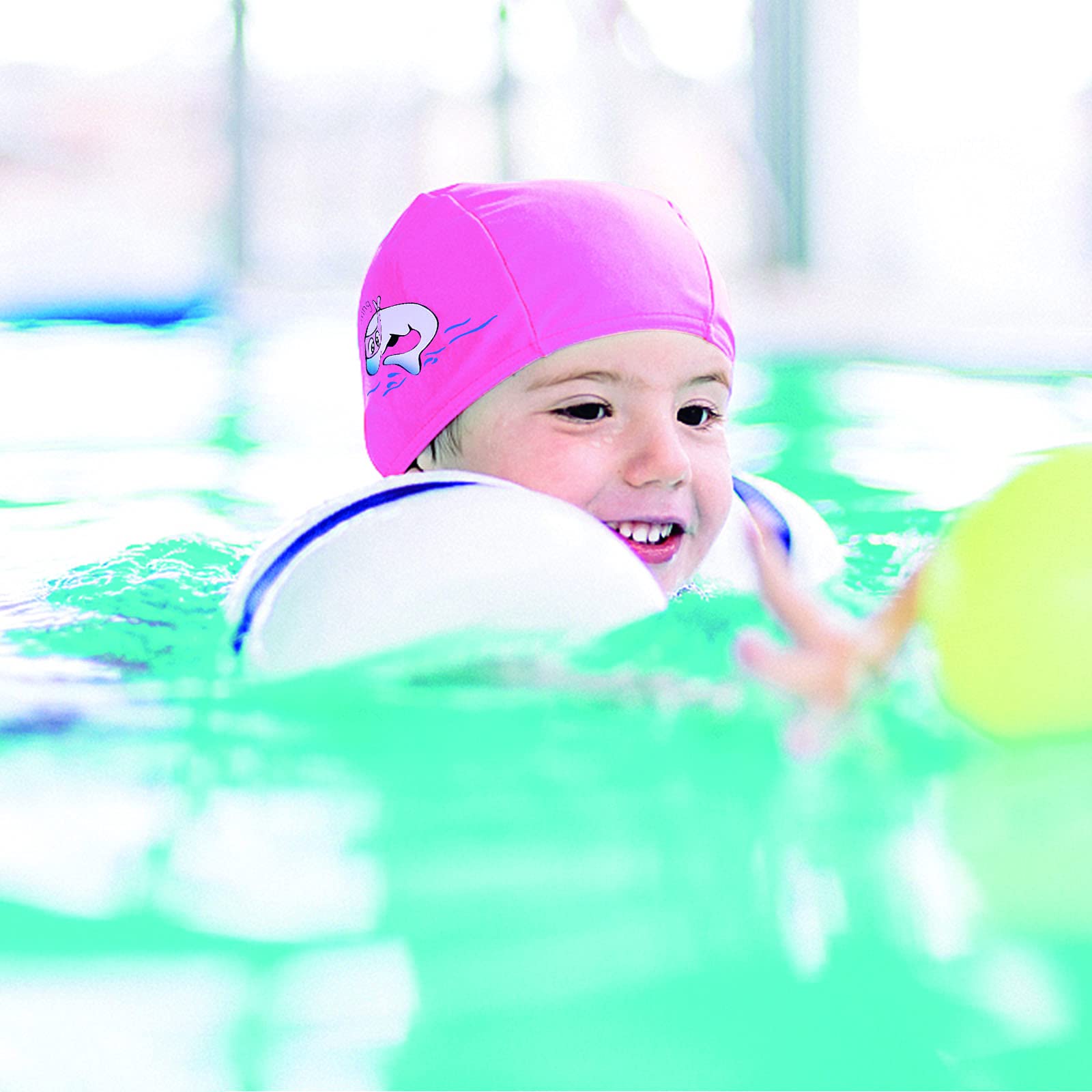 2 Pack Kids Silicone Swim Caps - Waterproof, Elastic Cartoon Swim Hats for Boys & Girls - Perfect for Swimming Lessons, Pool Parties & Beach Activities
