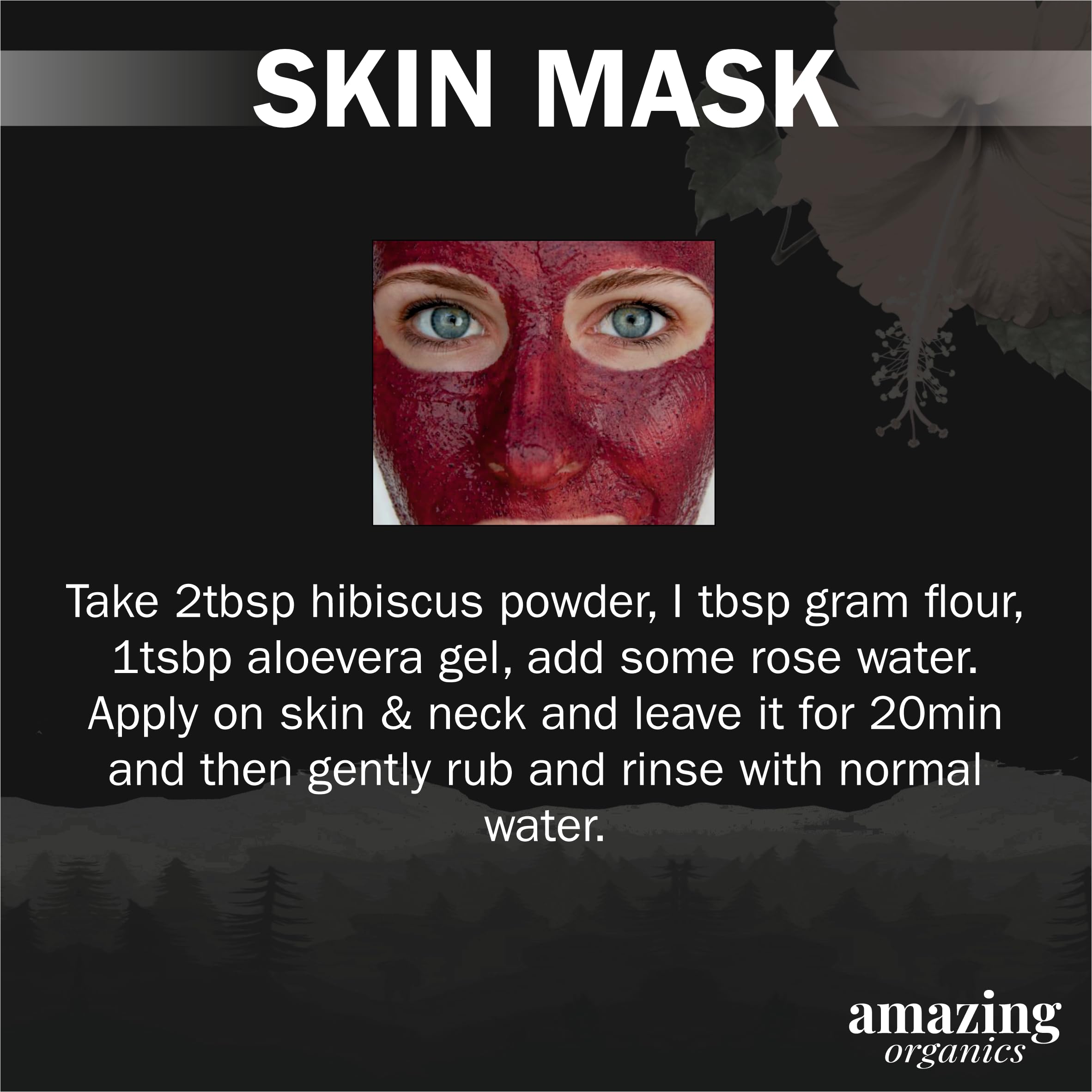 Organic Hibiscus Flower Powder for Face, Hair & Skin Care - Natural Anti-Aging, Acne Treatment & Hair Growth Solution | DIY Beauty Masks, Smoothies & Herbal Remedies