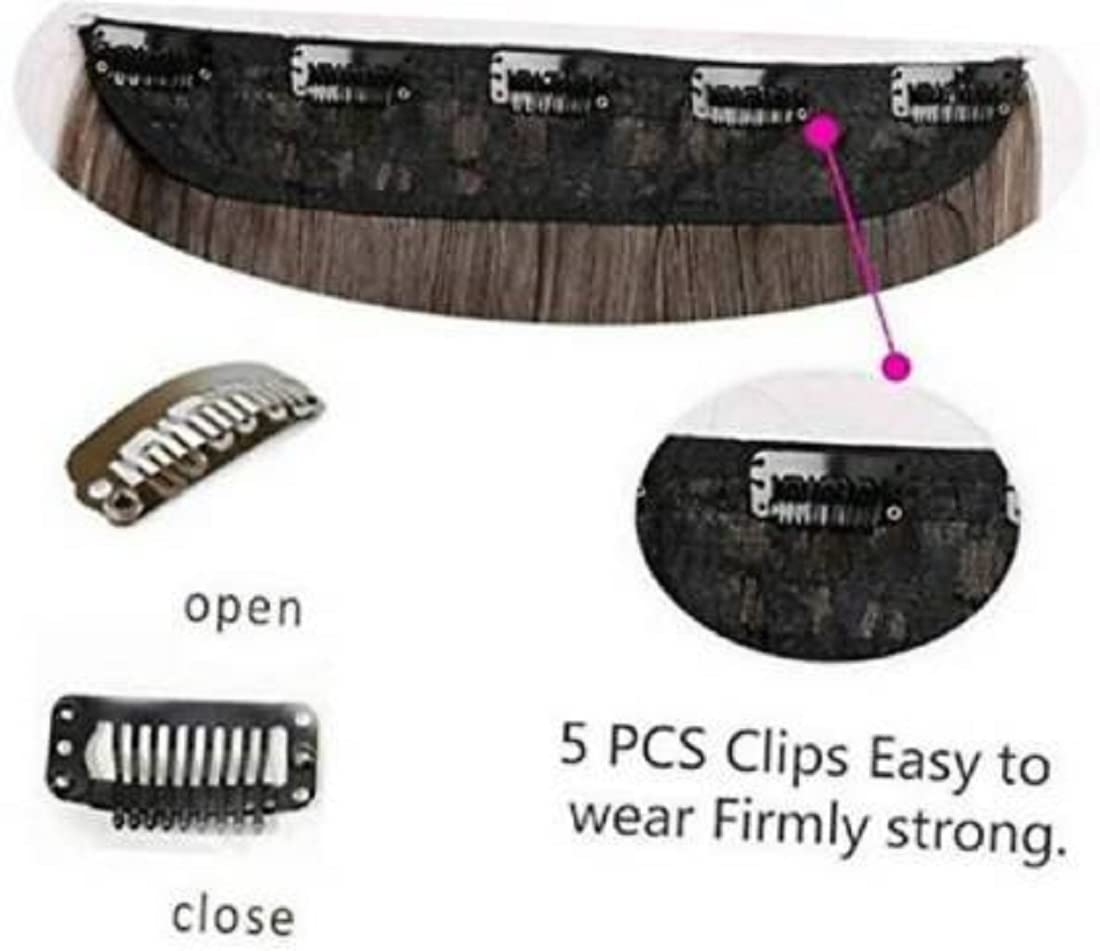 24 Inch Abrish Natural Light Brown with Golden Touch Curly/Wavy Hair Extensions - 5 Clip High Temperature Synthetic Hair Weft for Women | Silky Soft Heat Resistant Hairpiece for Daily Wear, Parties & Special Occasions