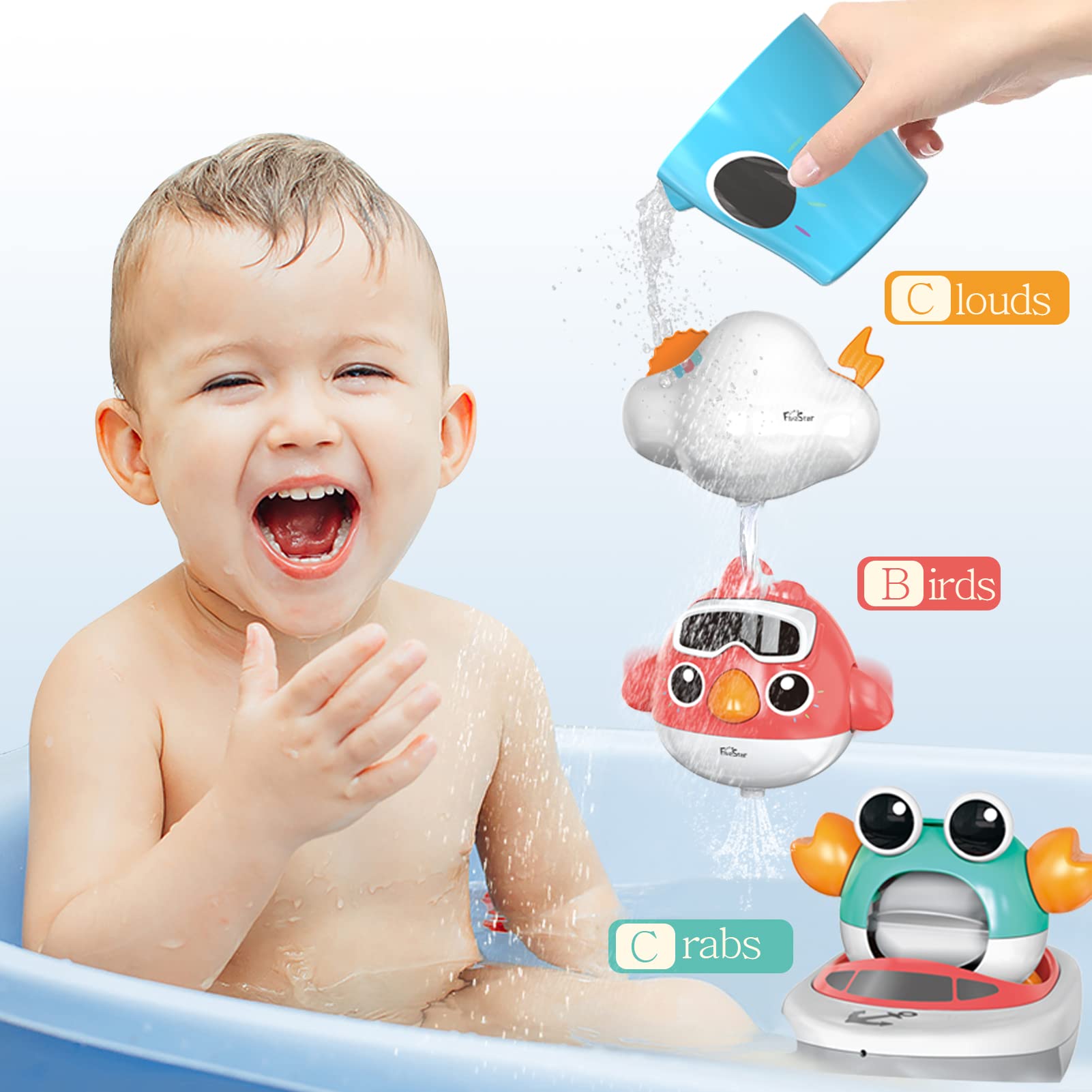 FS Baby Bath Toys for Toddlers 1-3 Years Old | Wind Up Boat & Water Play Set | Safe Bathtub Toys for Kids Ages 2-6 | Fun Learning Toys for Bath Time & Pool Play