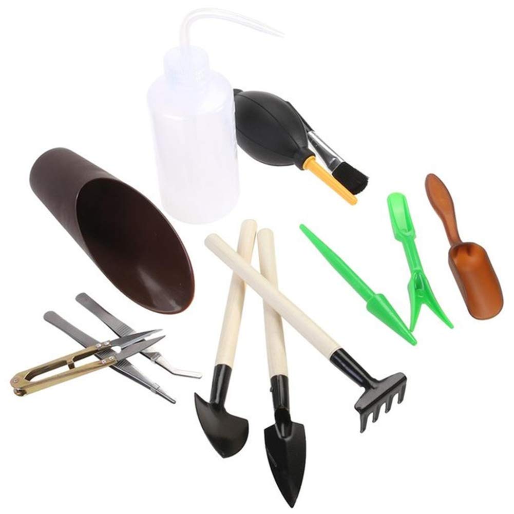 YUEGOO Mini Garden Tools Set - Bonsai & Succulent Planting Kit with Hand Shovel & Mini Rake | Perfect for Indoor Plants, Small Gardens & DIY Gardening Projects