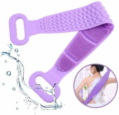Purple Silicone Bath Brush for Exfoliating & Deep Cleaning - Back Scrubber with Massage Nubs for Shower & Bath - Skin Care Essential for Smooth & Healthy Skin - Great for Spa Days & Relaxing Self-Care Routines [Pack of 1]