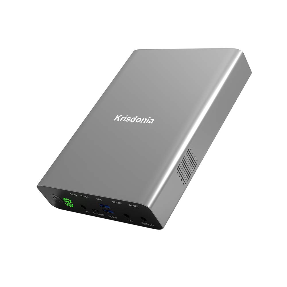 Krisdonia 64000mAh 100W PD Portable Laptop Charger Power Bank - Fast Charging for MacBook Pro, Dell XPS, USB-C Laptops - Perfect for Travel, Camping & Emergency Power Backup