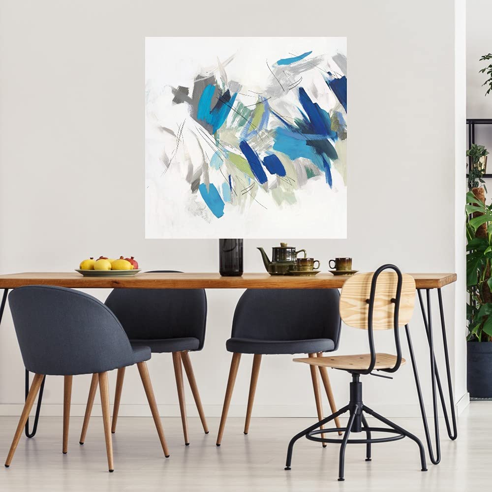 Blue Graffiti Art Canvas Wall Decor - 22x22 Inch Modern Abstract Painting by PI Studio - Ready to Hang for Living Room, Bedroom, Office & More - Perfect for Home Decor, Gift & Interior Design