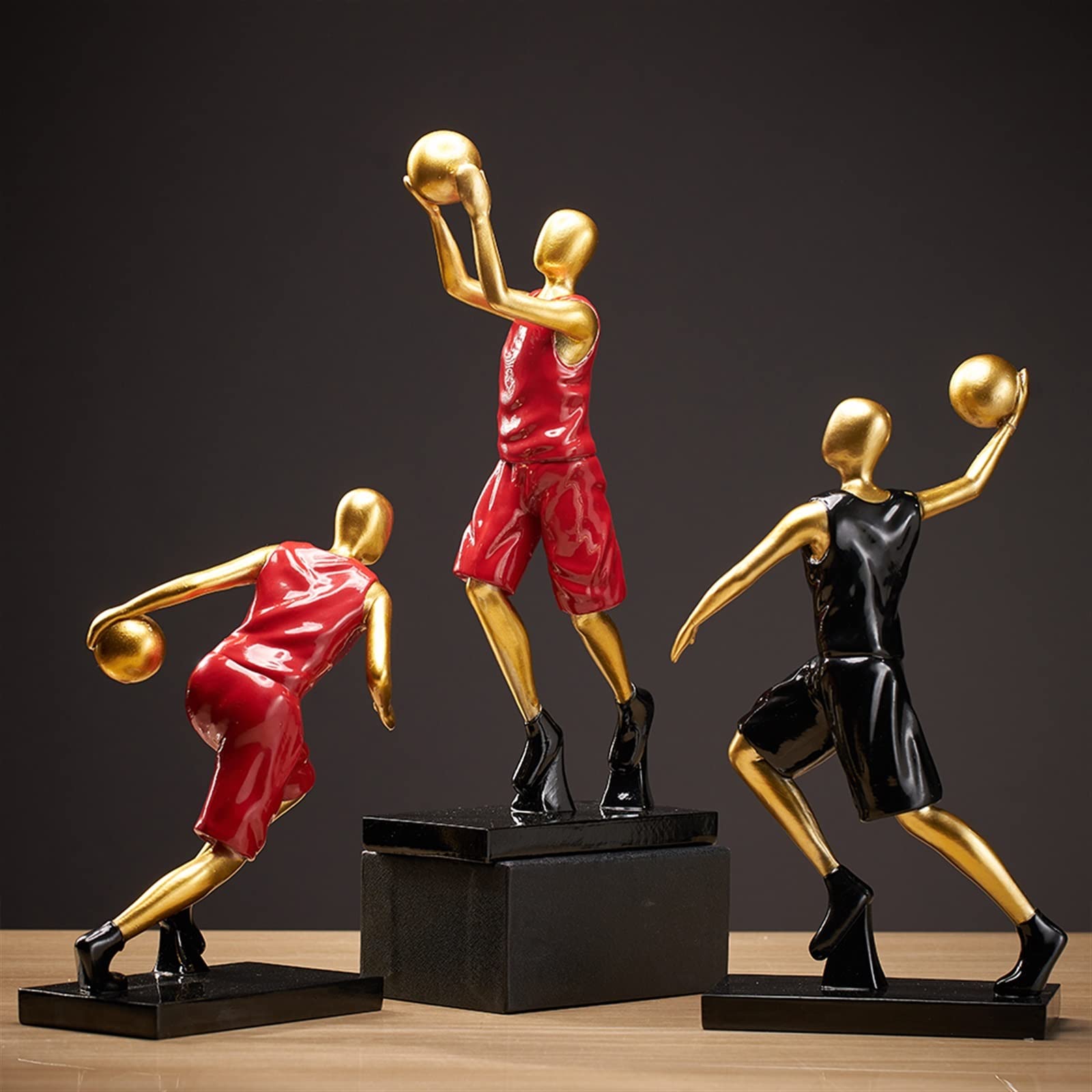 Resin Basketball Player Statue - Modern Home & Desk Decor for Basketball Lovers (Red) - Perfect Gift for Sports Fans