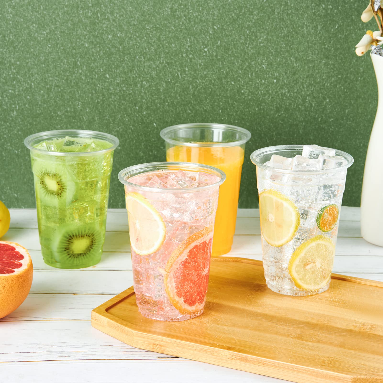 Turbo Bee 100 Pack 16 oz Clear Disposable Plastic Cups - Crystal Clear Party Cups for Iced Coffee, Smoothies, Slurpees & Cold Beverages - Perfect for Parties, BBQs, Picnics & Outdoor Events