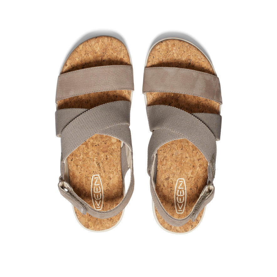 Women's Elle Criss Cross Sandals - Comfortable Brindle/Birch Strappy Summer Shoes for Beach, Vacation & Casual Outings
