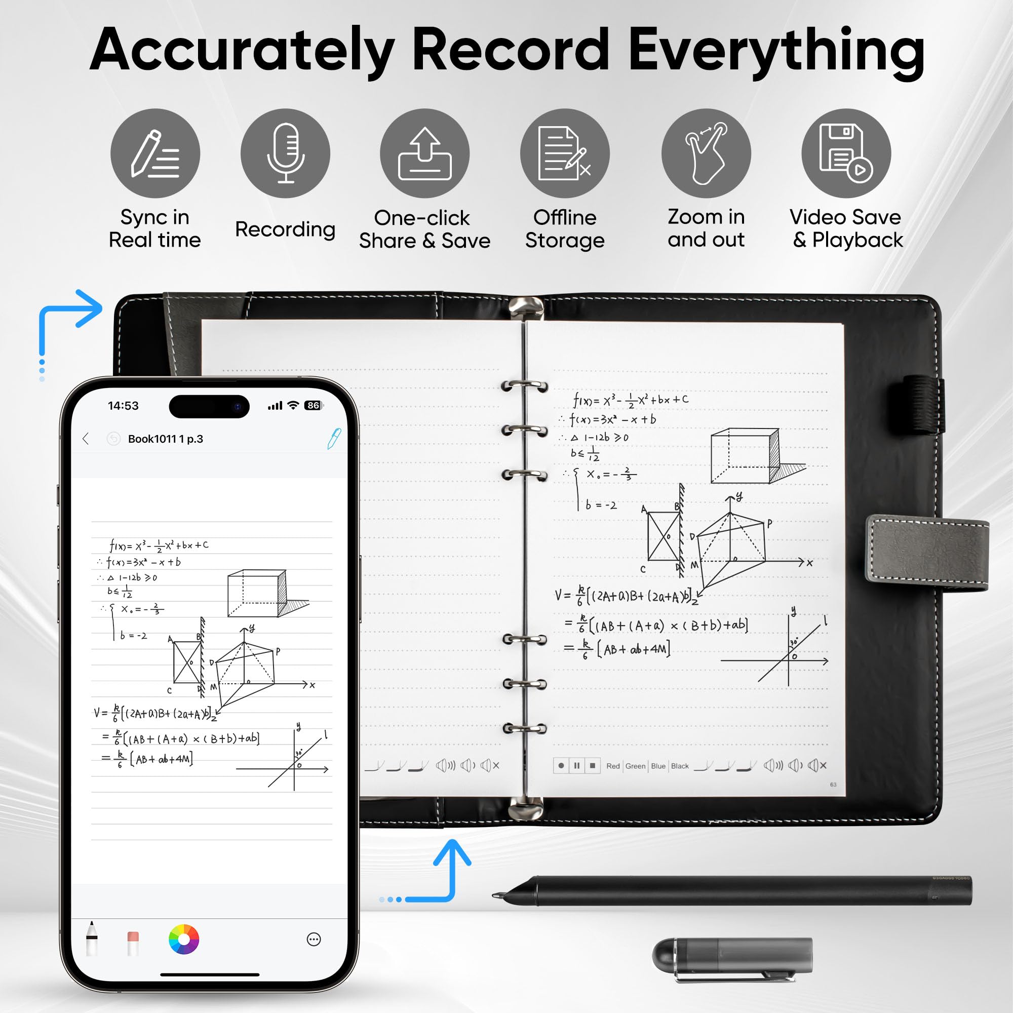 Smart Digital Pen & Notebook Set - Real-Time Sync & Digitize Notes for Android & iOS - Perfect for Learning, Office Work, Drawing & Sharing Ideas