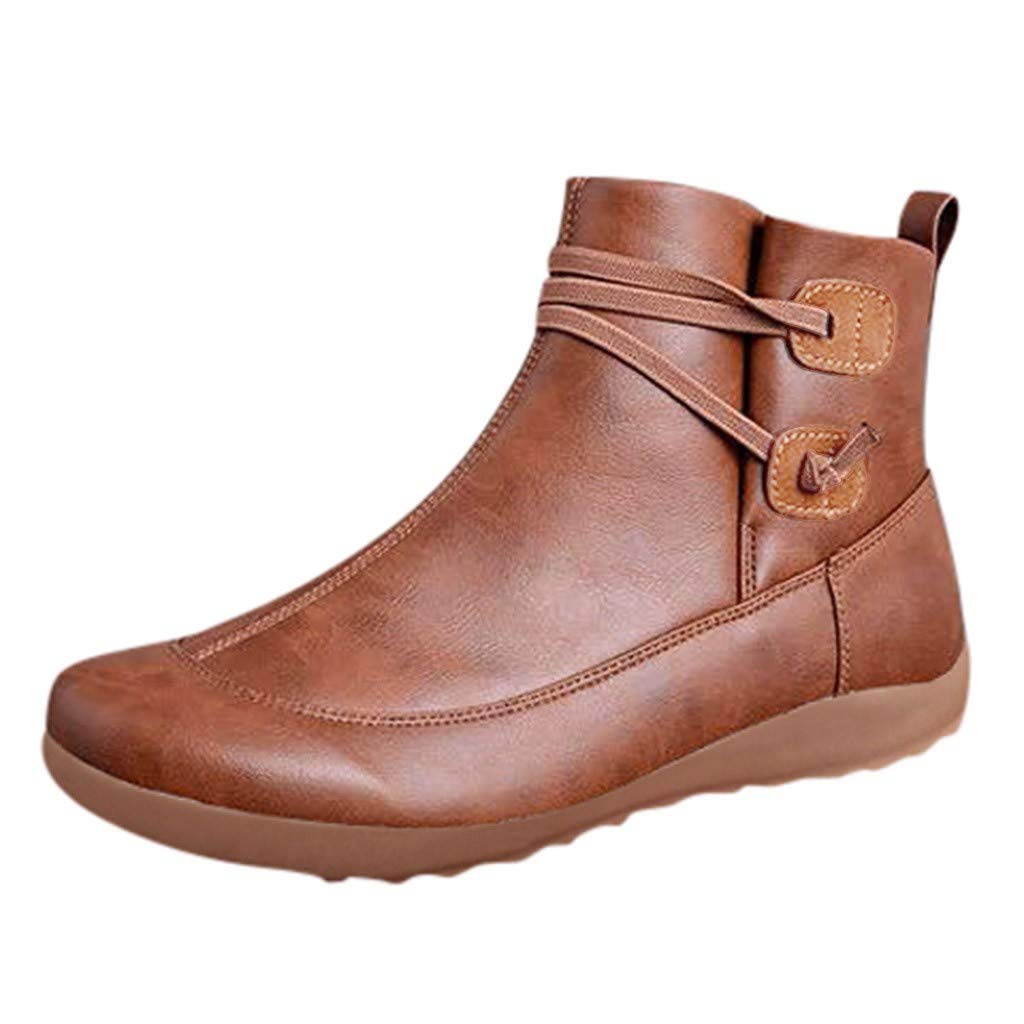 Women's Ankle Booties - Casual Flat Pull-On Western Boots with Wide Width, Comfortable & Elegant Vintage Style - Perfect for Everyday Wear, Office & Outings