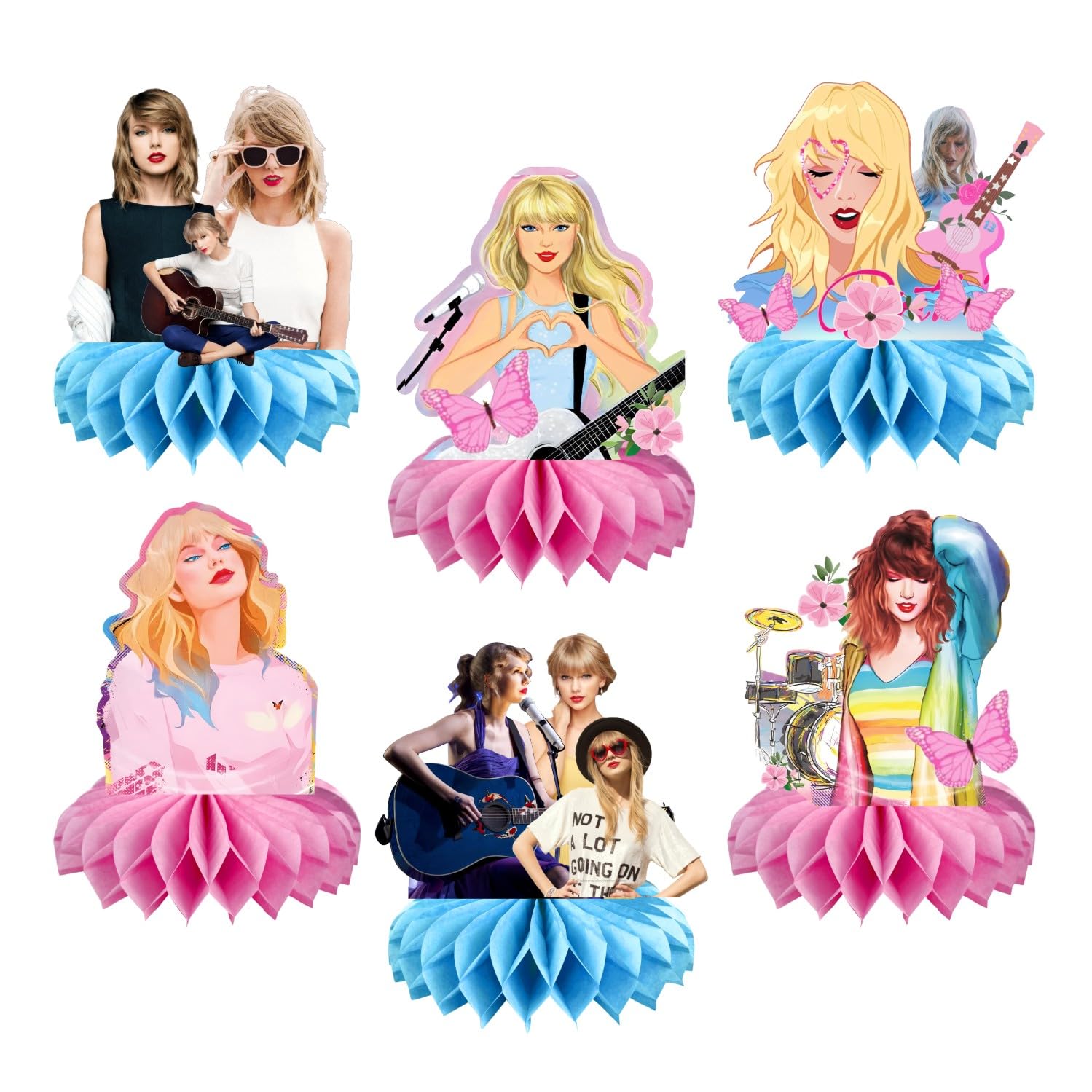 6Pcs Honeycomb Table Centerpieces for Birthday Parties - TS Themed Party Decorations, Girls' Desktop Decor for Home, Baby Shower & Bridal Showers - Perfect for Themed Events & Celebrations