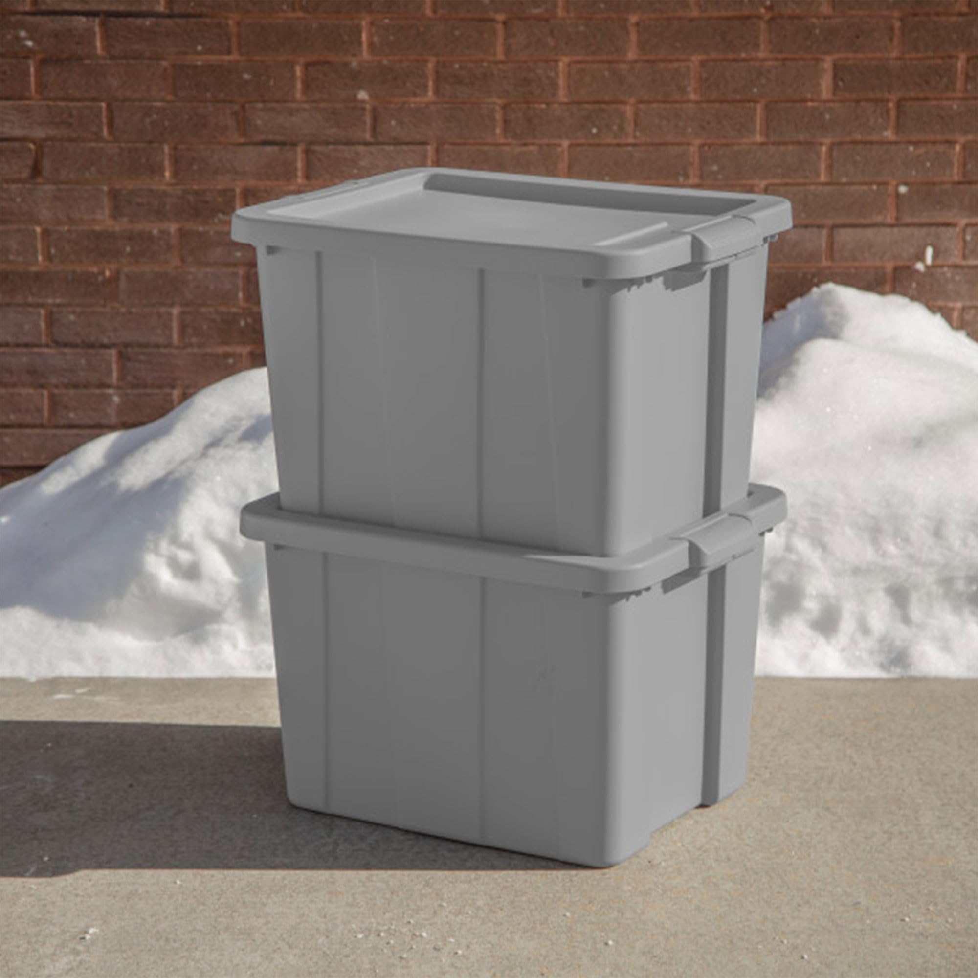 Sterilite 16786A06 Tuff1 18 Gallon Stackable Storage Bins with Lids - 18 Pack, Gray - Heavy Duty Plastic Containers for Basement, Garage, Attic Organization & Home Storage Solutions