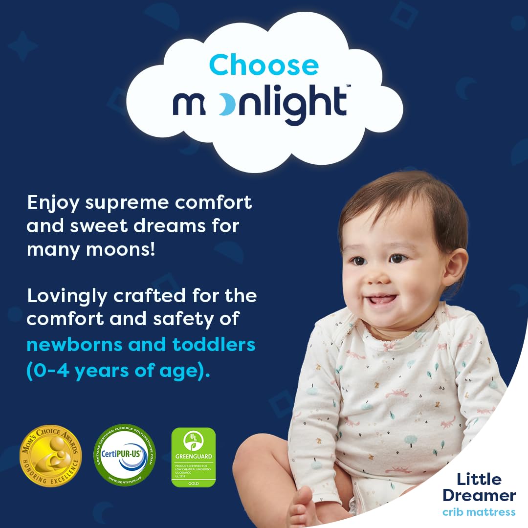 Moonlight Slumber Little Dreamer Firm Dual-Sided Crib Mattress - Standard Size, Waterproof, 5 Inch for Baby Nursery & Daycare Use