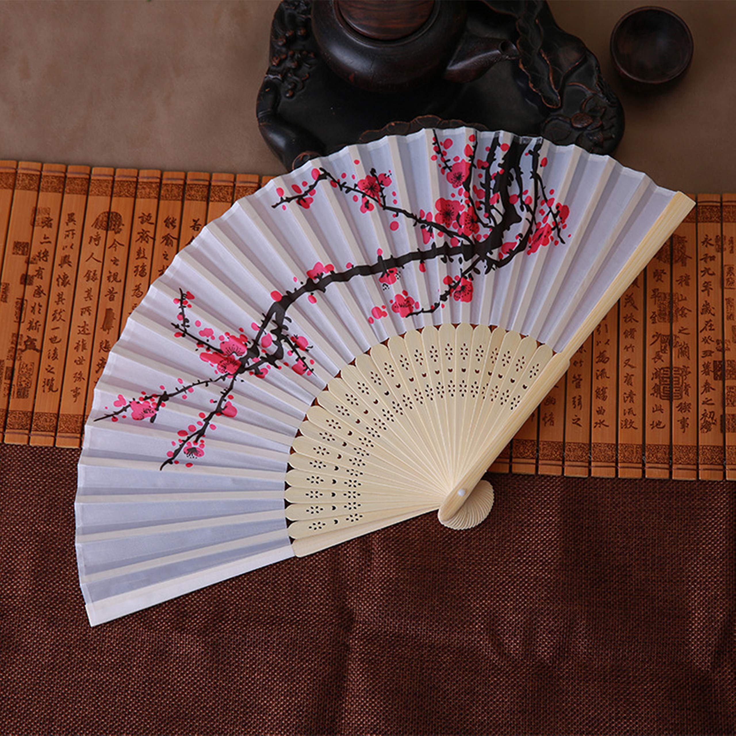 Elegant Cherry Blossom Silk Folding Hand Fan - Wedding Favors, Party Gifts for Women, DIY Decoration for Church Events & Music Festivals | Perfect for Bridal Showers, Asian-Themed Weddings & Summer Outdoor Celebrations