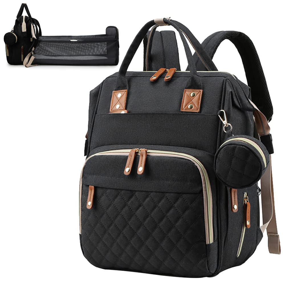 SHOSHE Large Waterproof Diaper Backpack for Moms & Dads - Baby Changing Bag with Built-in Changing Station, Spacious Travel Organizer for Diapers, Wipes & Essentials - Perfect for Daycare, Travel & Outings (Black)