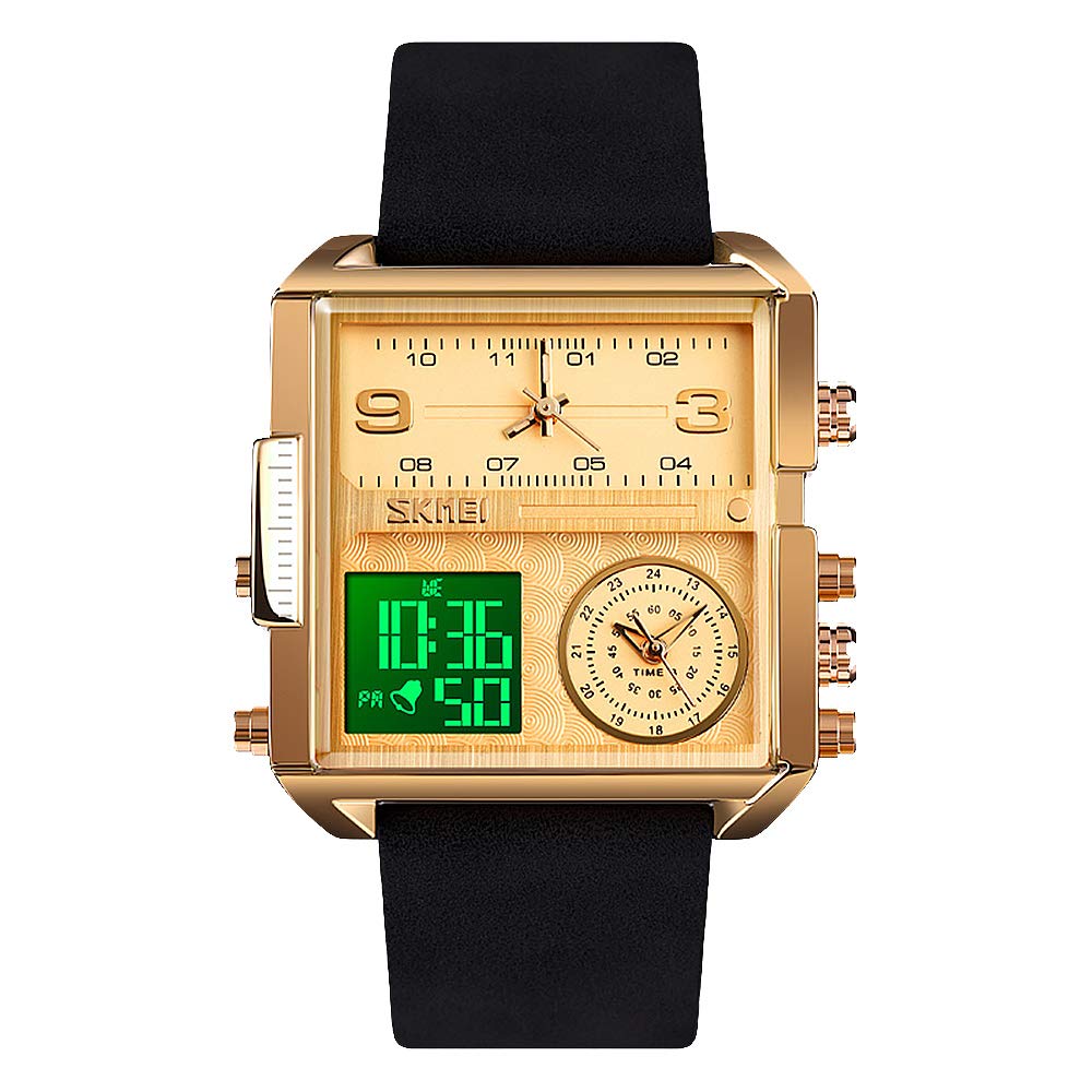 Men's Digital Military Watch - Large Face Analog Quartz Wristwatch with 3 Time Zones, Alarm, Chronograph & LED Backlight | Perfect for Outdoor Activities, Sports & Everyday Wear