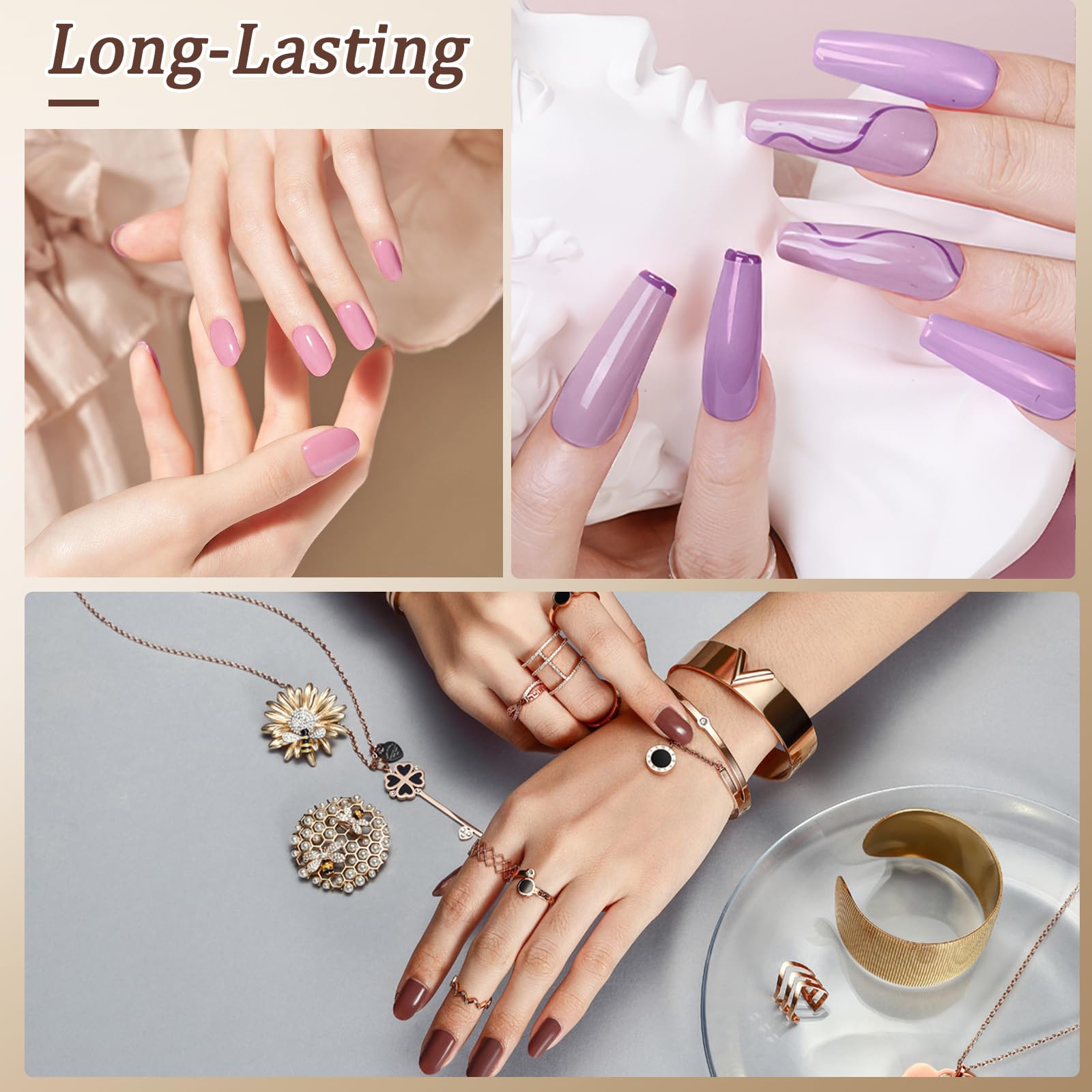 LKE Gel Nail Polish Set - 6 Colors Autumn Neutral Shades (Brown, Nude, Pink, Milky White) | Soak Off UV/LED Gel Polish Kit for Home DIY & Salon | Perfect for Fall Manicures, Nail Art Designs & Professional Nail Care