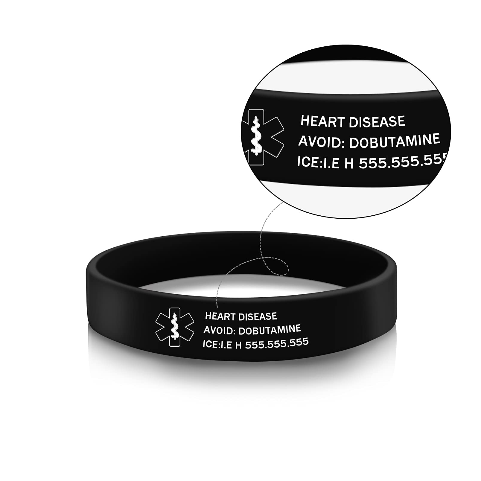 Personalized Medical Alert Bracelets for Men, Women & Kids - Waterproof Silicone Rubber Sport Emergency ID Wristband with Free Engraving - Ideal for Running, Hiking, Swimming & Outdoor Activities