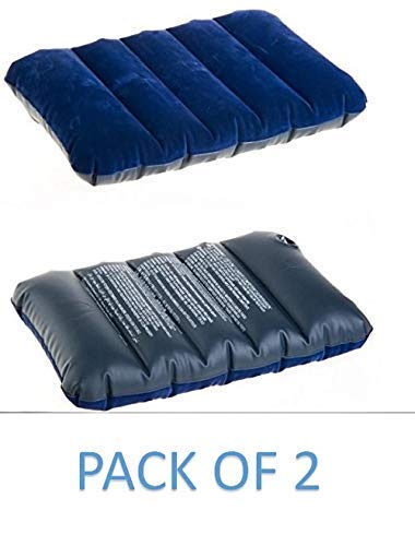 AMFS Store Air Inflammable Velvet Travel Pillow - Ultra Soft Neck Support for Airplane, Car & Camping - Pack of 2 Portable Sleeping Pillows for Adults, Backpacking & Family Trips