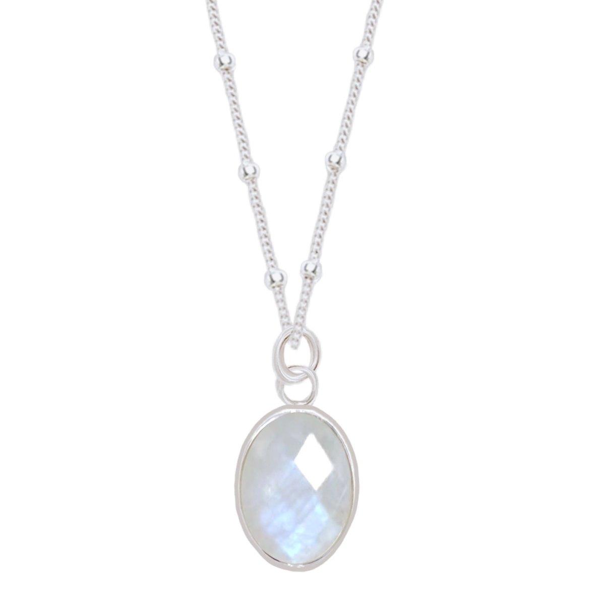 Iridescent Moonstone Necklace for Women - Elegant Healing Crystal Jewelry Gift for Birthday, Anniversary & Spiritual Healing | Perfect for Meditation, Yoga & Energy Balancing