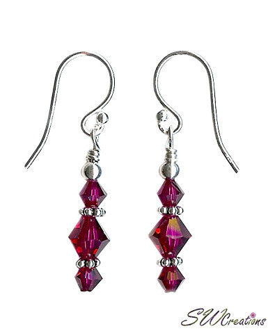 Ruby Jewel Beaded Crystal Earrings for Women - Elegant Dangle Earrings for Party, Wedding & Evening Outfits