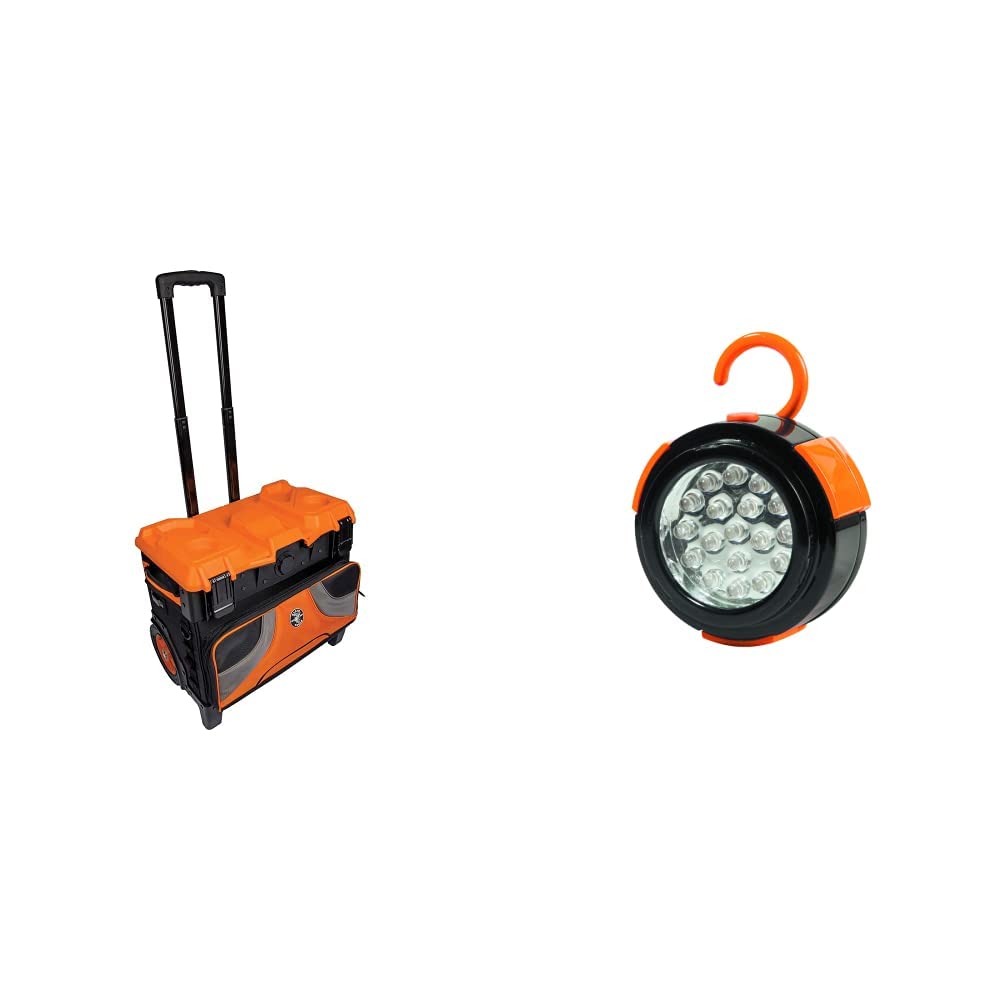 Klein Tools Tradesman Pro Rolling Tool Bag with LED Work Light - Heavy Duty Rolling Toolbox for Electricians, Contractors & DIY - Perfect for Job Sites, Workshops & Home Repairs