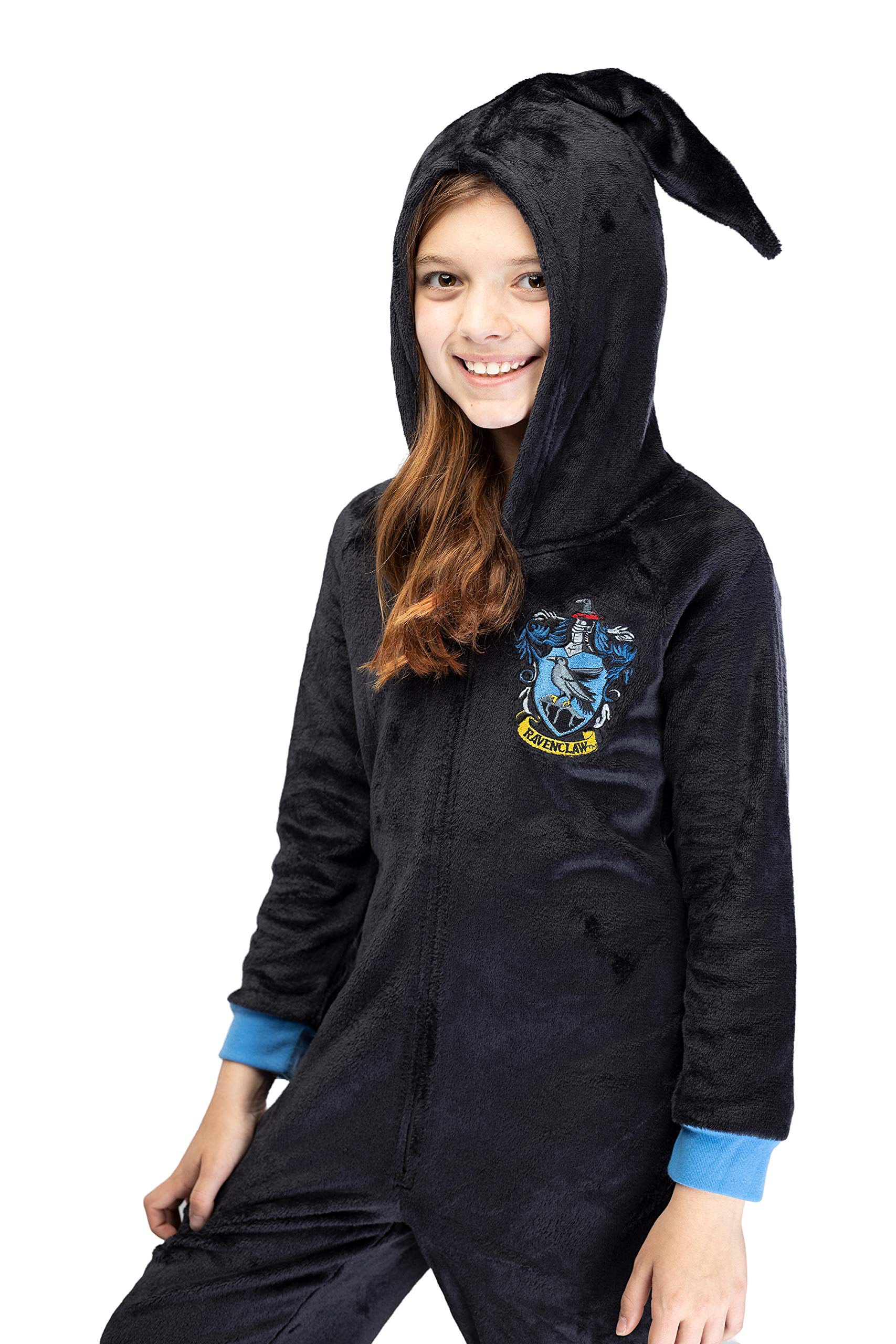 Harry Potter Unisex Kids Hooded Pajama Union Suit - Gryffindor, Slytherin, Ravenclaw & Hufflepuff 4 Houses | Warm Fleece Sleepwear for Boys & Girls | Perfect for Halloween Costumes, Christmas Gifts & Cozy Family Movie Nights