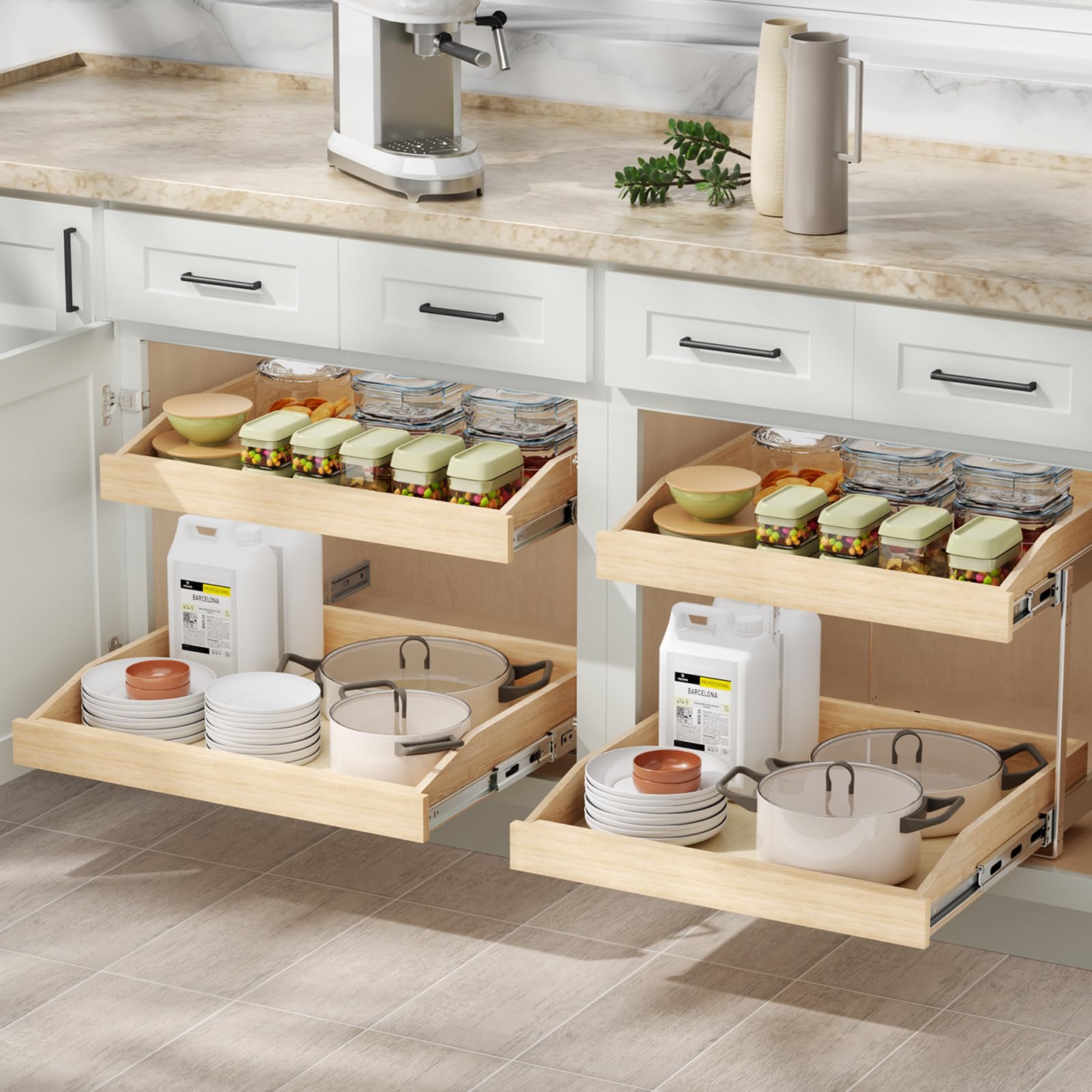 2-Tier Soft Close Pull-Out Cabinet Organizer 19.5