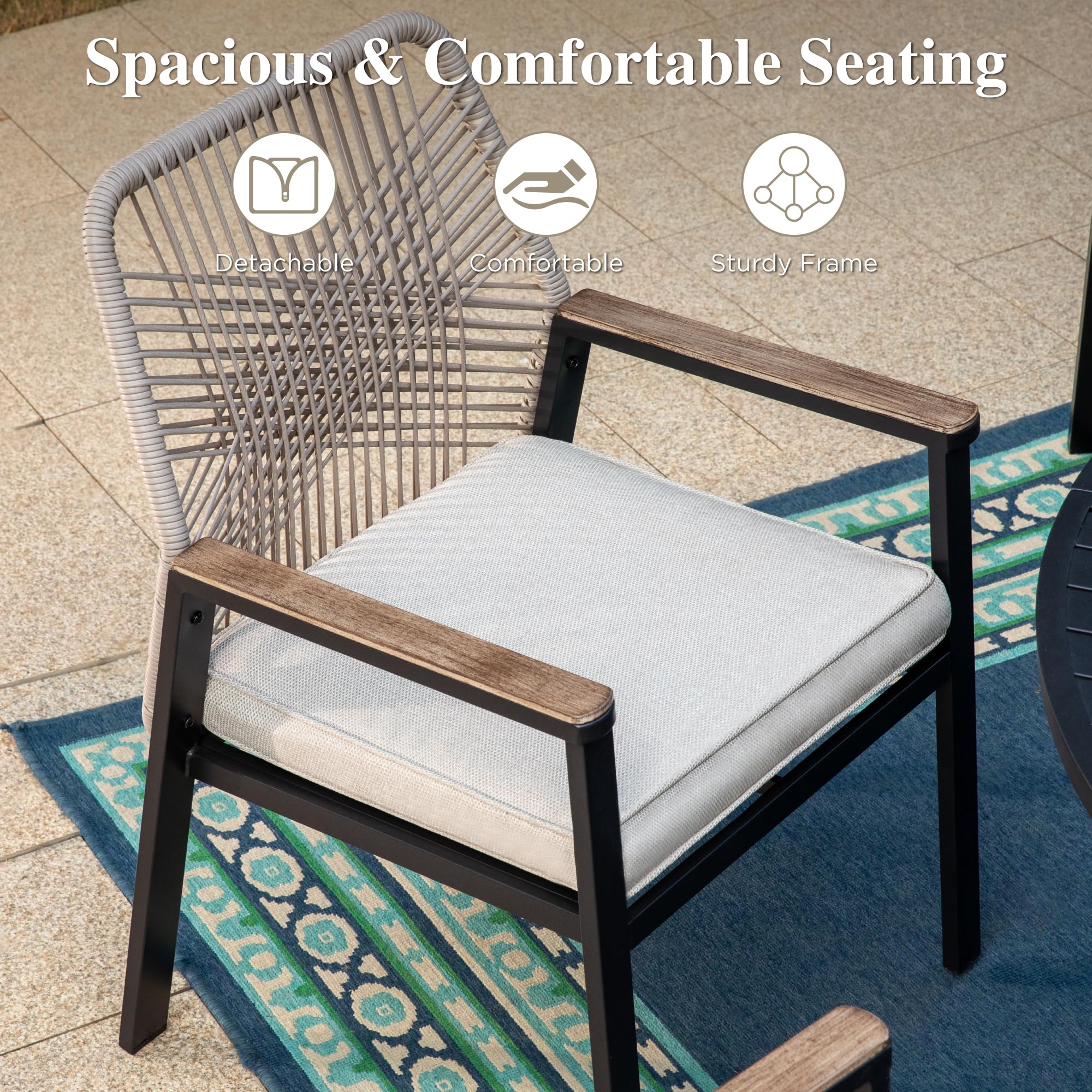 HERA'S HOUSE 9-Piece Outdoor Dining Set - 8 Cushioned Rattan Chairs & 83