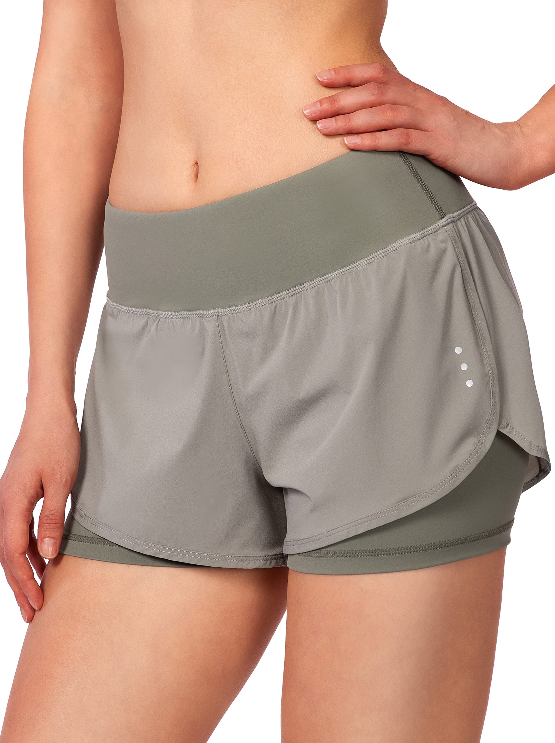 Women's 2-in-1 High Waist Running Shorts with Zipper Pockets - Spandex Yoga Workout Athletic Shorts for Gym, Jogging & Outdoor Activities