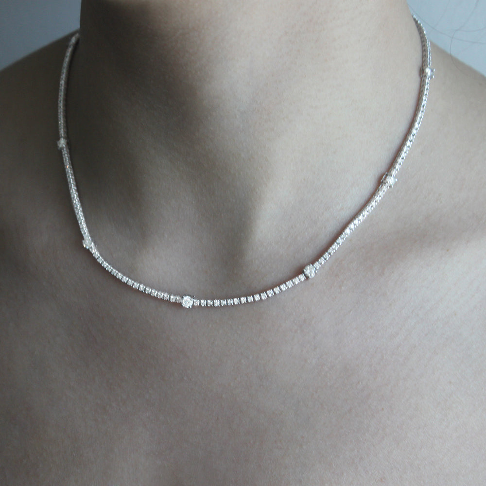 5.50 Carat Diamond Tennis Necklace - 14K Gold 2-Point & 18-Point 4-Prong Setting | Elegant Jewelry for Weddings, Anniversaries & Special Occasions