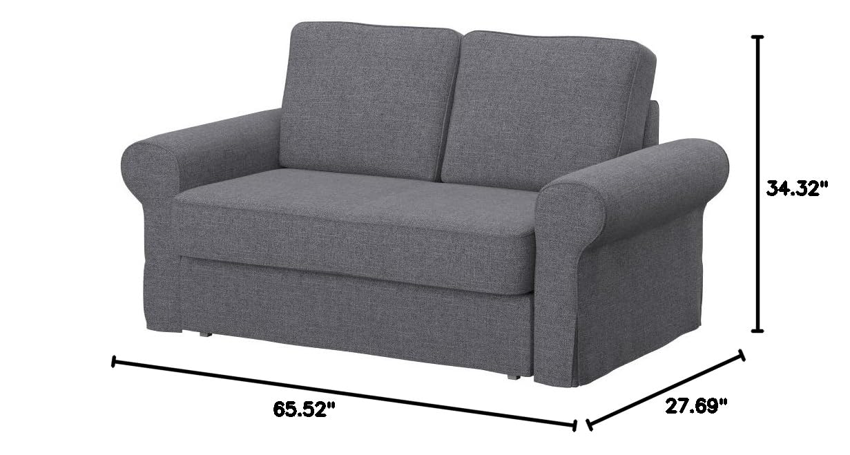 Replacement Compatible Cover for Backabro 2-Seat Sofa Bed - Natural Grey Fabric - Perfect for Living Room, Guest Room & Small Space Furniture Protection