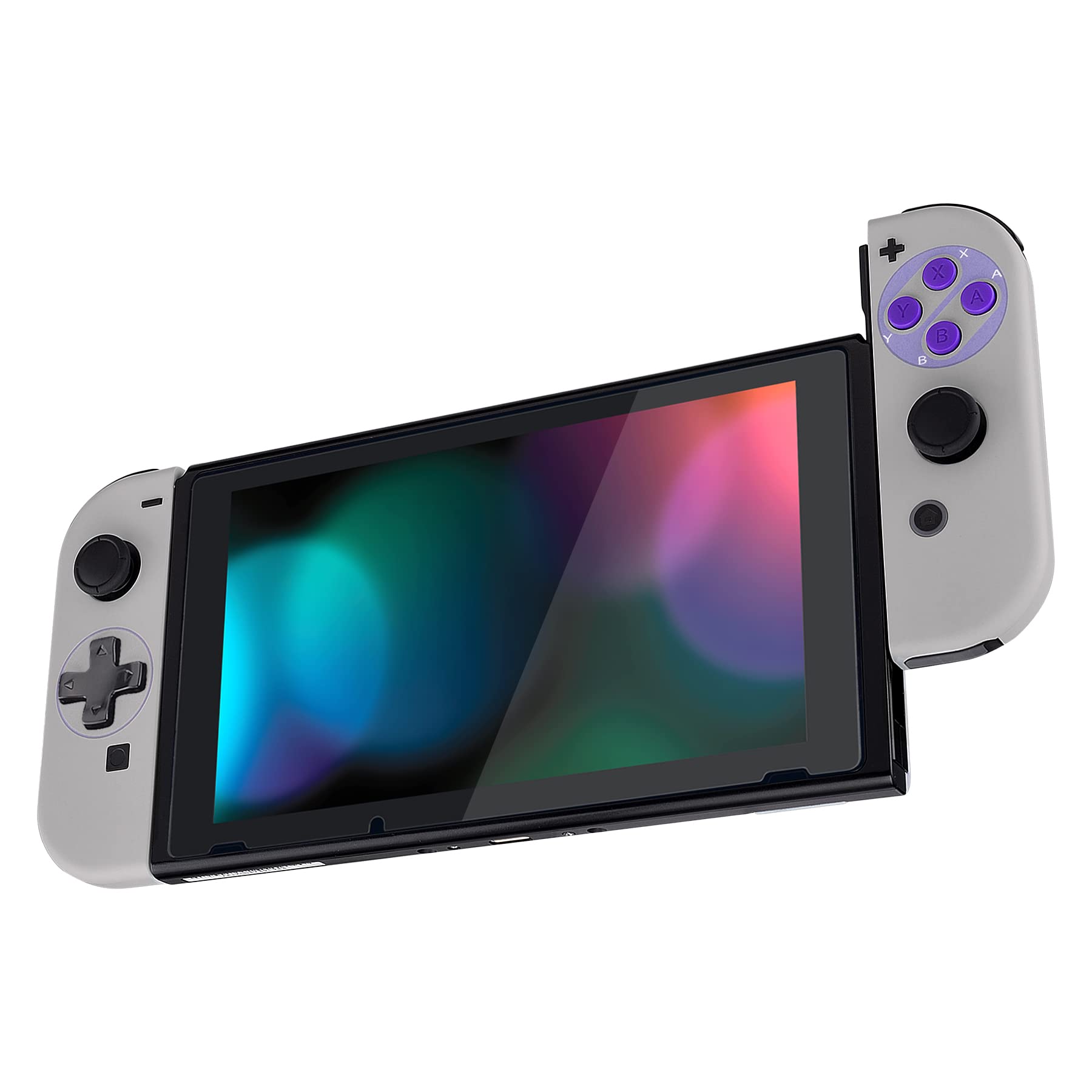 eXtremeRate DIY Replacement Shell Case & D-pad Button Cover for Nintendo Switch/Switch OLED Joy-Con (SNES Style, Joy-Con Not Included) - Customize Your Gaming Experience for Comfort & Nostalgia
