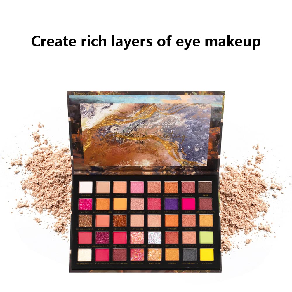 40-Color Matte & Shimmer Eyeshadow Palette - Long Lasting, Waterproof for Party & Christmas Makeup