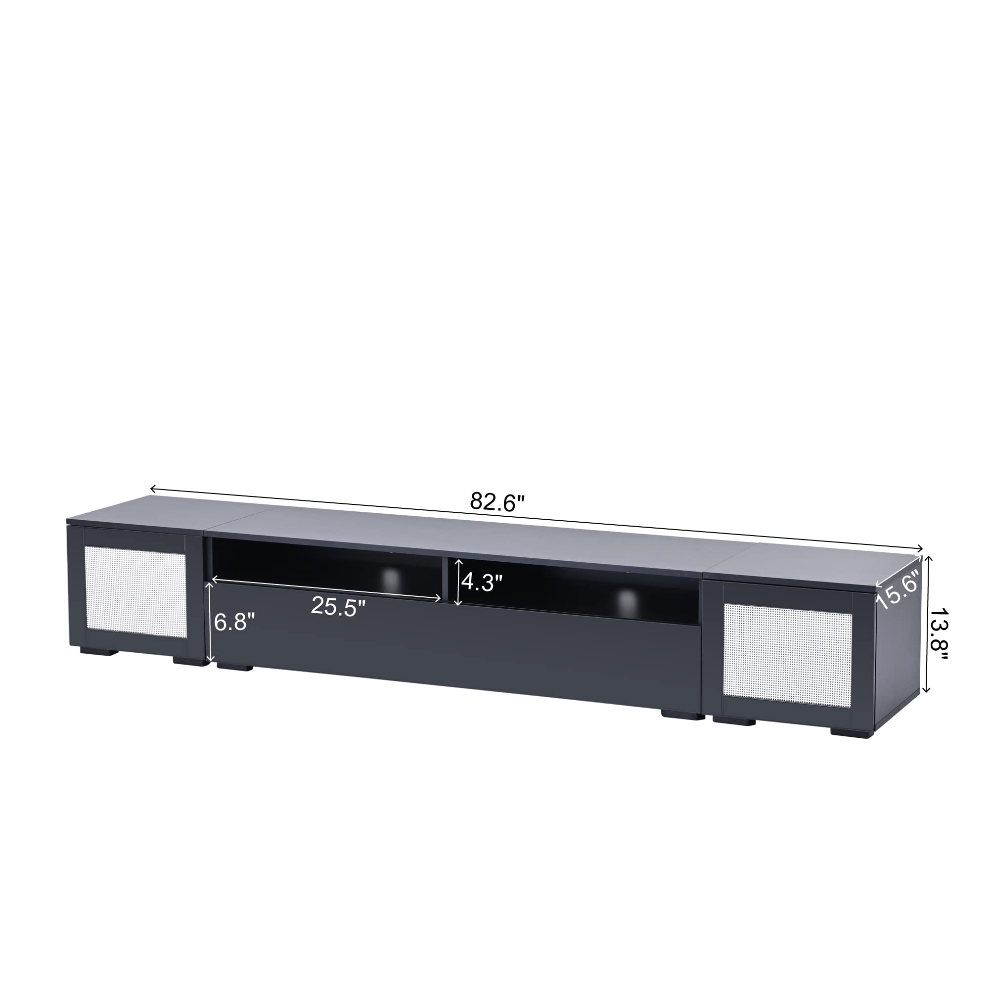 90 Inch TV Stand with LED Lights - Modern Entertainment Center for 85 80 75 70 Inch TVs, Black TV Console with Storage | Perfect for Living Room Home Theater Setup