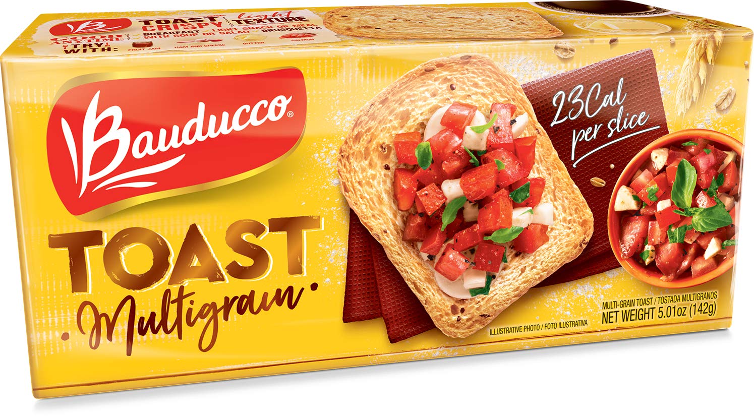 Bauducco Multi-Grain Toast - Healthy Light & Crispy Toasted Bread - Ready-to-Eat Breakfast Toast & Sandwich Bread - No Artificial Flavors - 5.01 oz (Pack of 1) - Perfect for Breakfast, Snacks, and Quick Meals