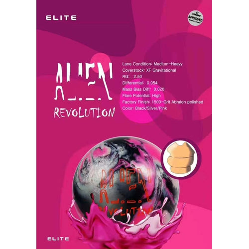 Elite Alien Revolution Bowling Ball - High Performance Reactive Resin for Hook & Strike - Perfect for League Play & Tournament Bowlers