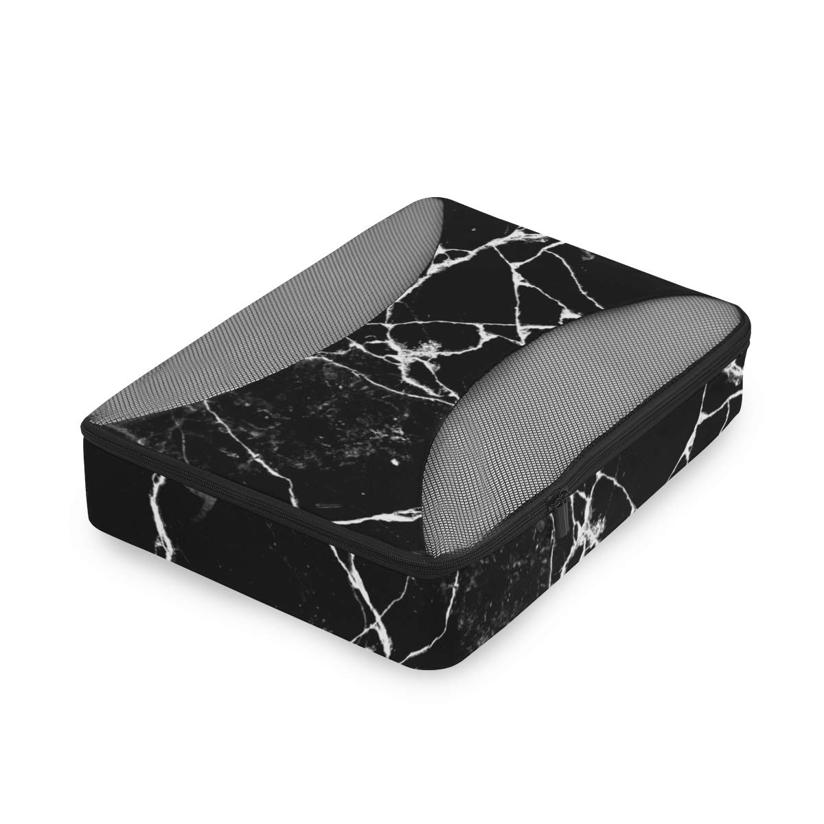4-Piece Travel Packing Cubes Set - Black Marble Luggage Organizers for Men & Women | Perfect for Carry-On Bags, Suitcases & Backpacking Trips