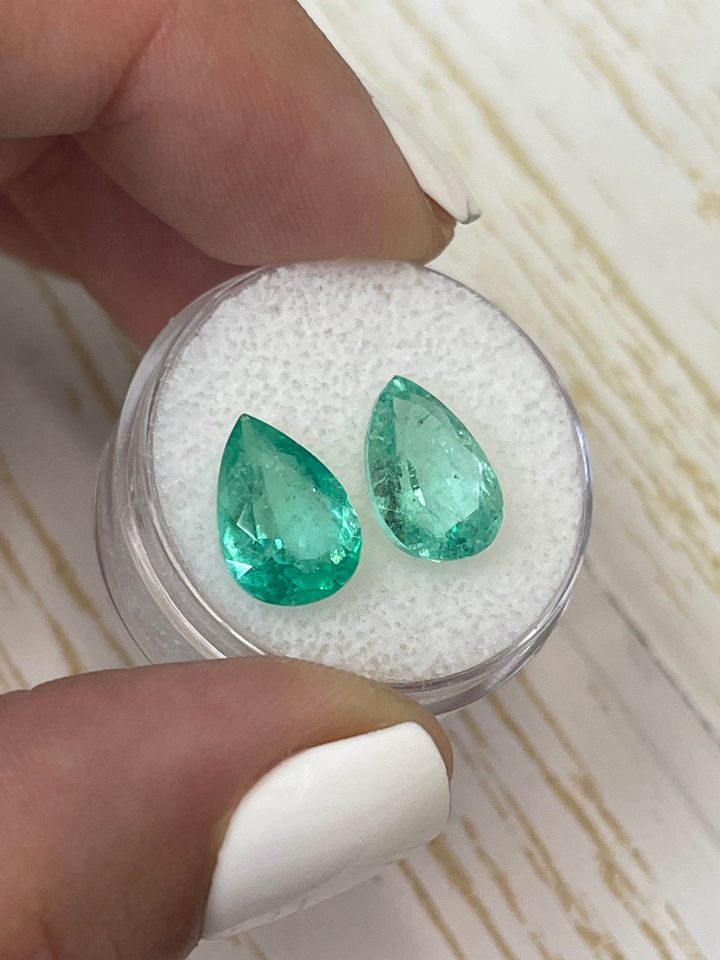5.72tcw 12x8 Matching Loose Colombian Emeralds Pear Cut - Natural Green Gemstones for Jewelry Making, Engagement Rings & Luxury Gifts