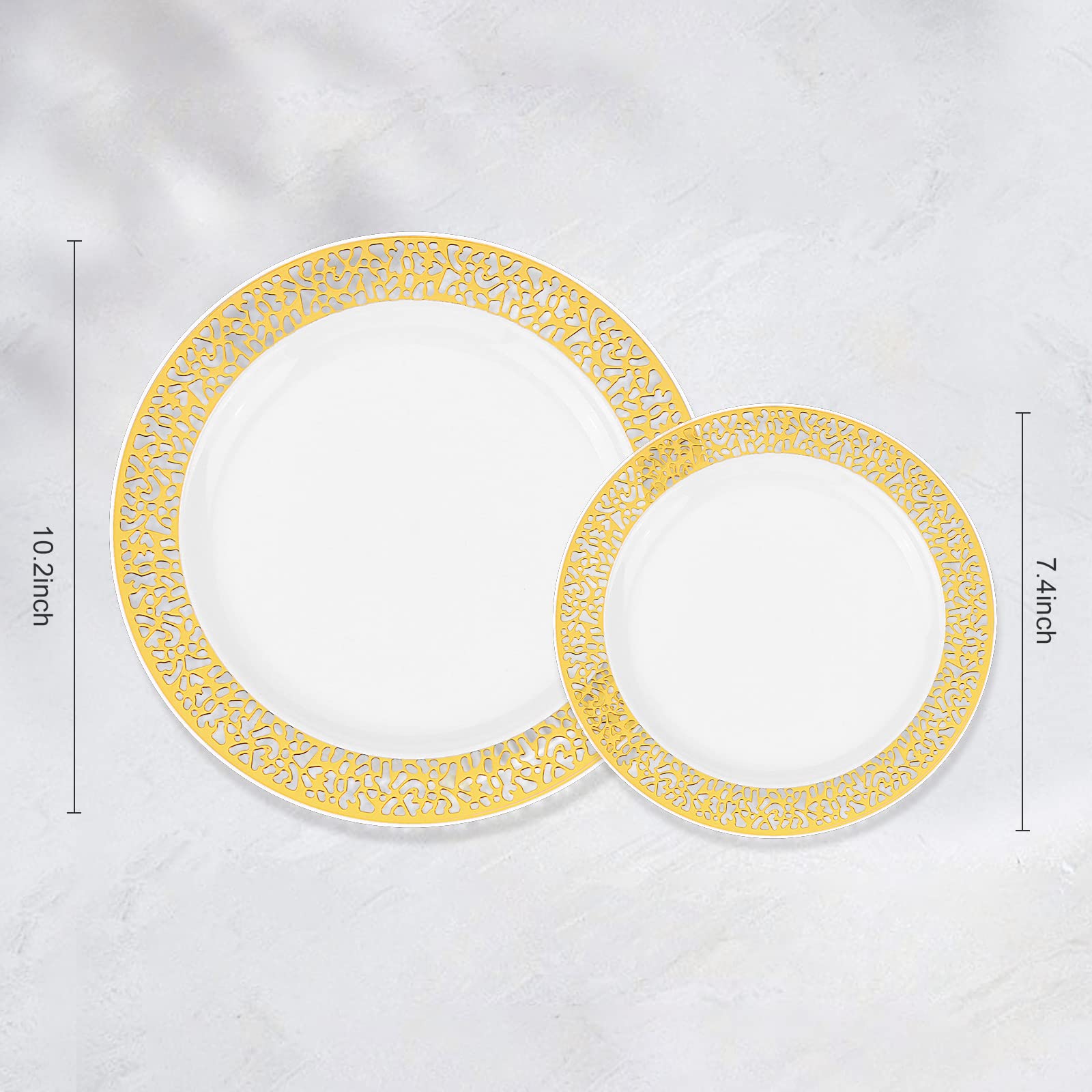 BAYZZ 100-Piece Gold Plastic Plates Set - 50 Count 10.25