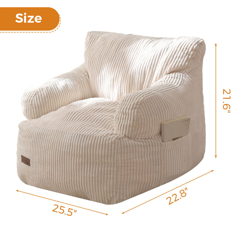 MAXYOYO Kids Bean Bag Chair - Soft & Comfy Toddler Bean Bag Sofa with Filler for Boys & Girls, Beige - Perfect for Playrooms, Bedrooms & Reading Nooks