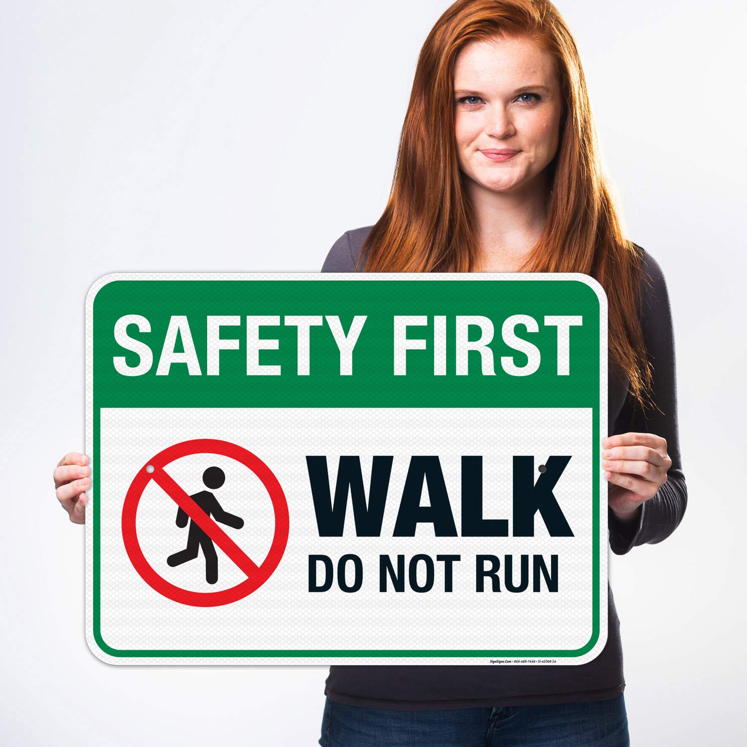 3M EGP Reflective Aluminum Safety Sign - 18x24 Inch 'Walk Don't Run' Pool Warning Sign | .080 Thick Fade-Resistant Metal | Indoor/Outdoor Use | Made in USA | Perfect for Swimming Pools, Water Parks & Public Areas
