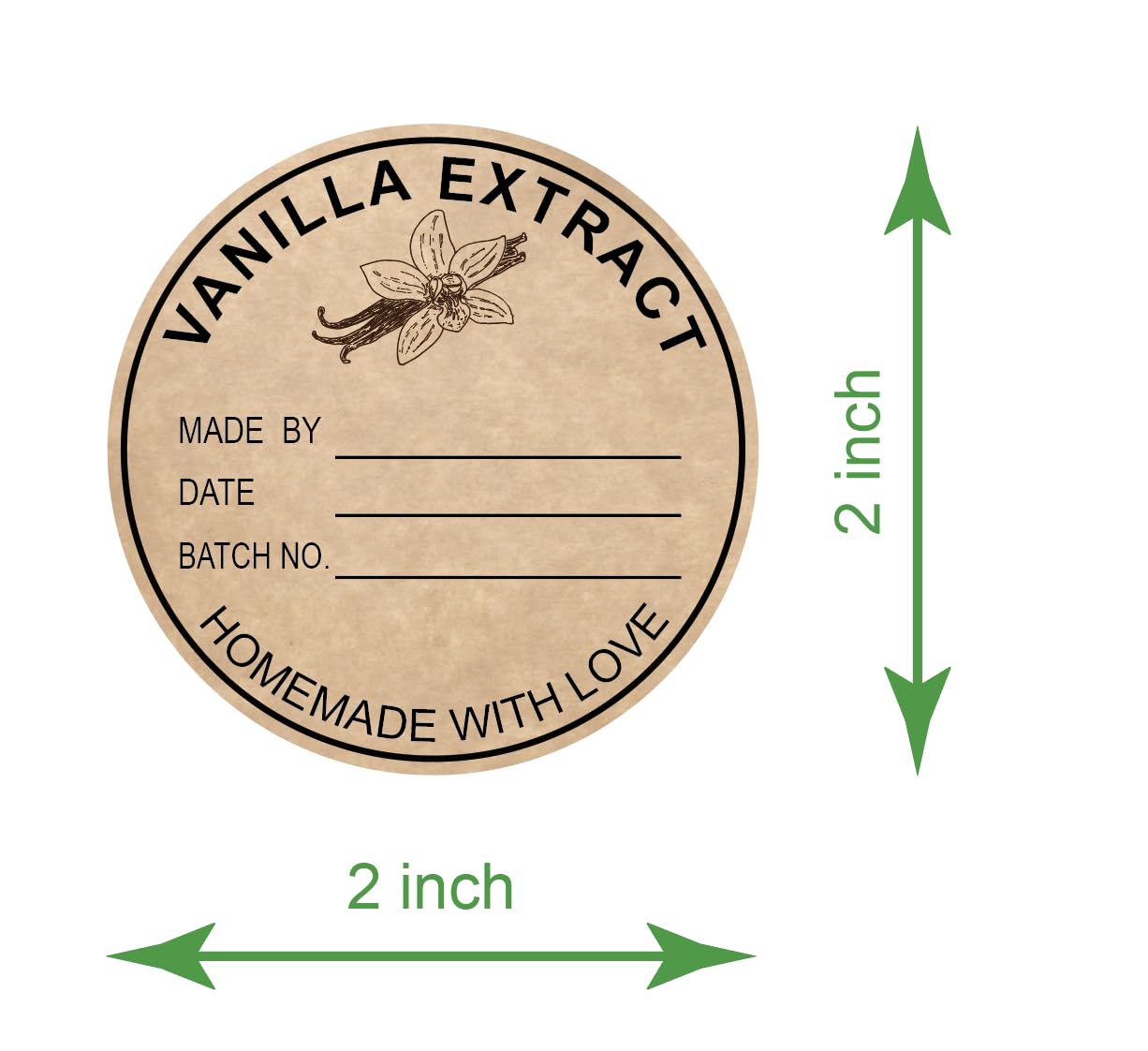 2 Inch 300 PCS Vanilla Extract Labels - Premium Homemade Vanilla Stickers for Handcrafted Vanilla Bottles, Kitchen Pantry & Mason Jars - Perfect for DIY Vanilla Extract Gifts & Home Canning Organization
