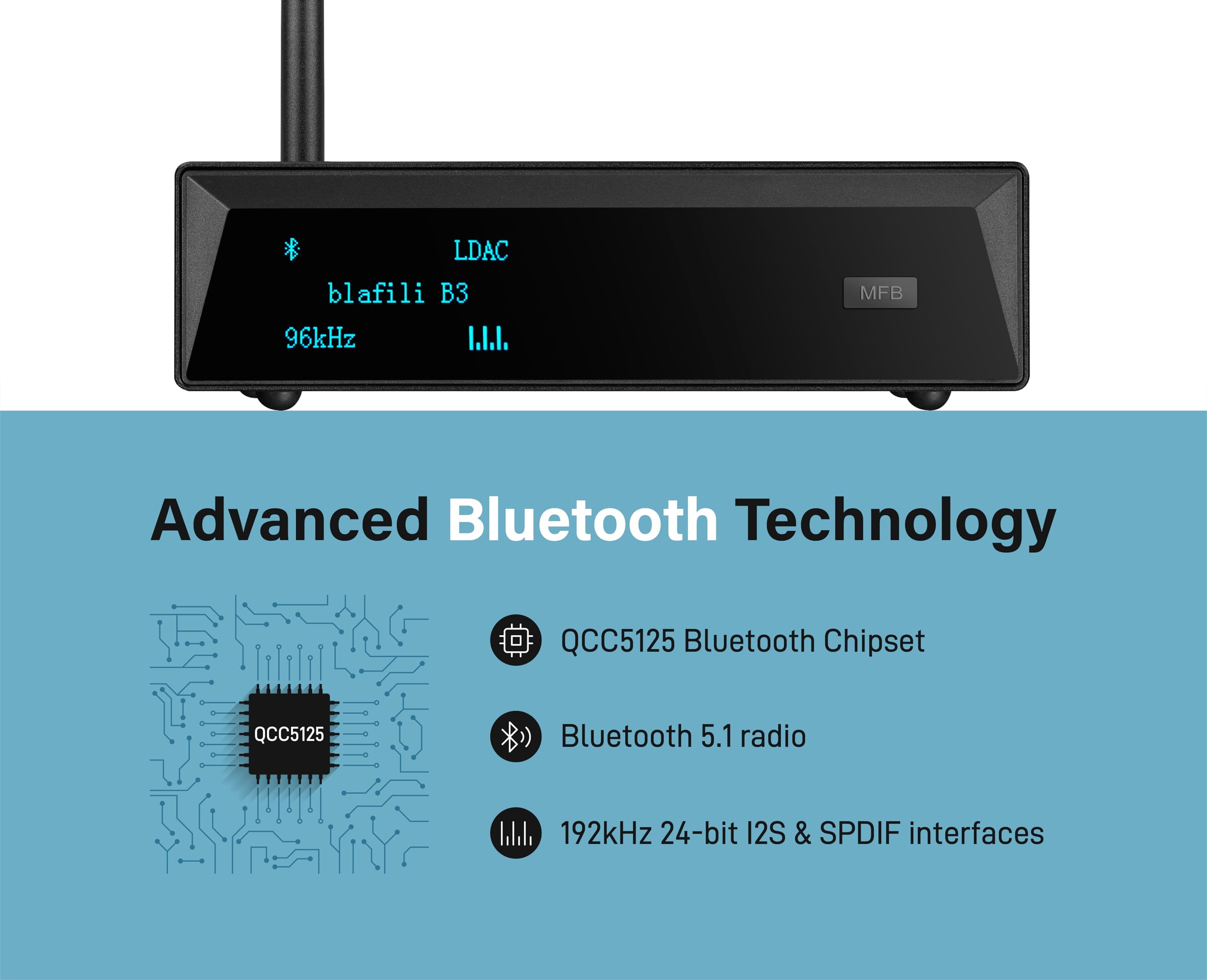 B3 Professional XLR Bluetooth 5.1 Music Receiver with LDAC & aptX HD - High Fidelity ESS DAC Audio Streamer with RCA, Optical & Coaxial Outputs for DJ Equipment, PA Systems & Home Theater Setups - Perfect for Live Performances, Studio Recording & Wireless Audio Streaming