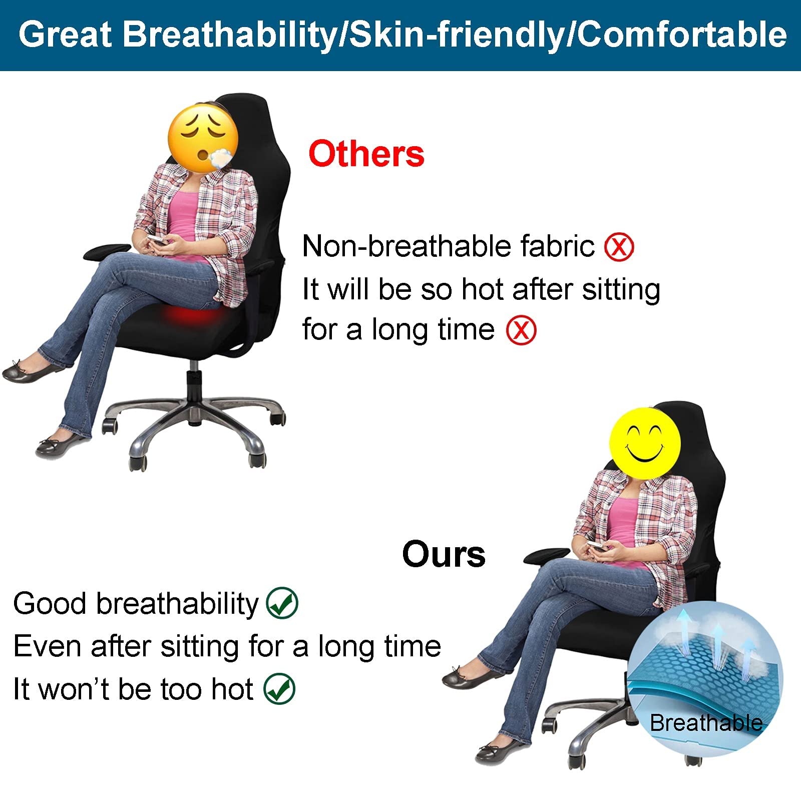 Premium Gaming Chair Cover - Stretchable & Washable Office Computer Chair Slipcover for Reclining Racing Gaming Chairs (Color: Black) - Perfect for Home Office, Gaming Setup & Esports Tournaments