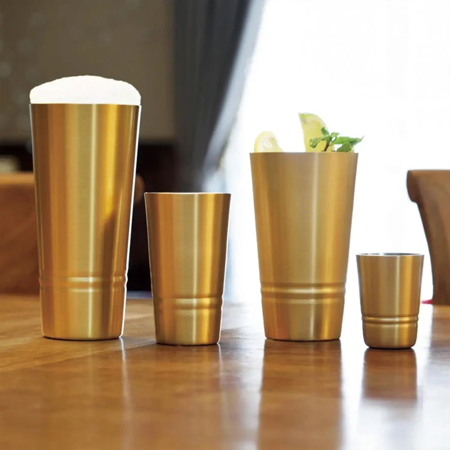 Asahi Brass Beer Glass 160ml - Premium Japanese Craft Beer Mug for Lager, IPA & Stout - Perfect for Home Bars, Parties & Gifts