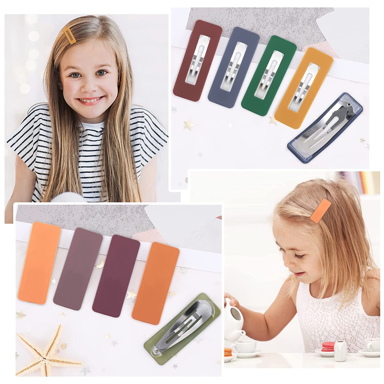 20pcs Matte Hair Clips for Women & Girls - Acrylic Snap Barrettes for School & Party