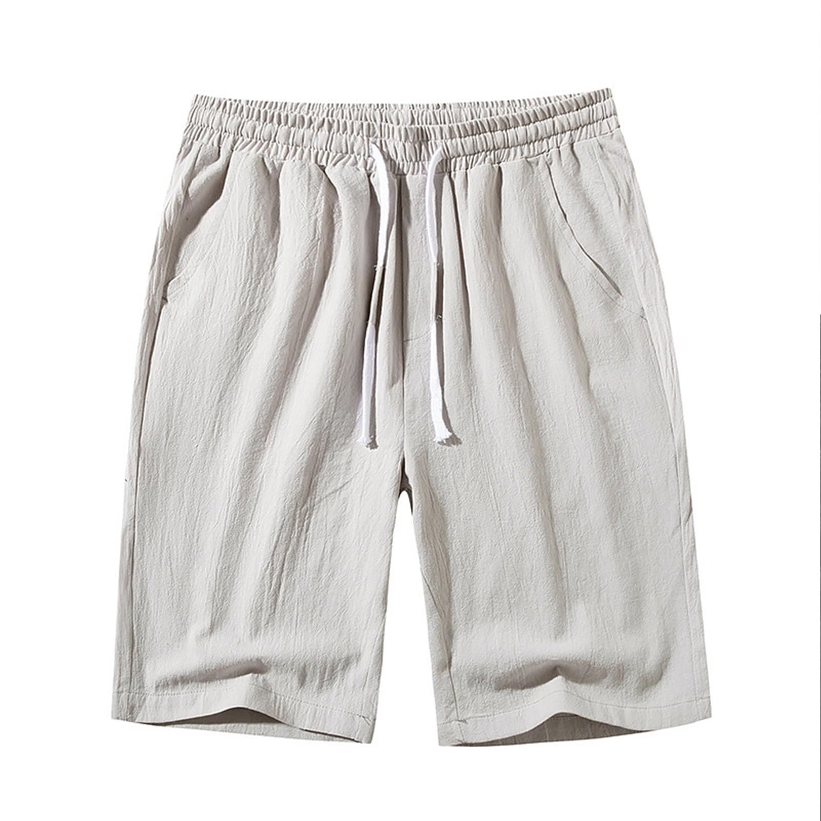 Breathable Men's Linen Shorts for Summer - Casual Drawstring Beach & Athletic Running Shorts with Pockets | Perfect for Outdoor Sports, Travel & Relaxation